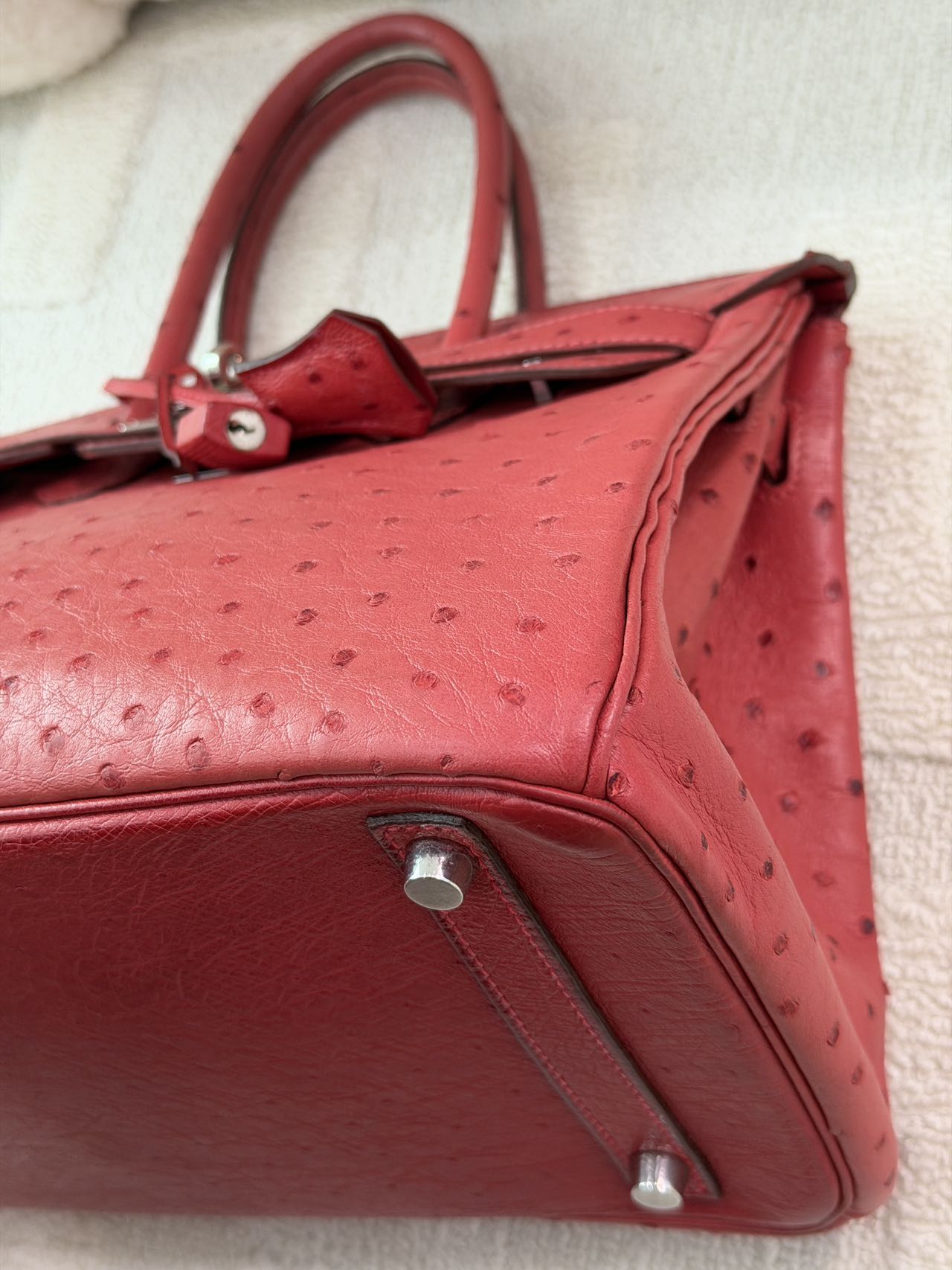 Hermès Birkin 30-Red Ostrich-PHW