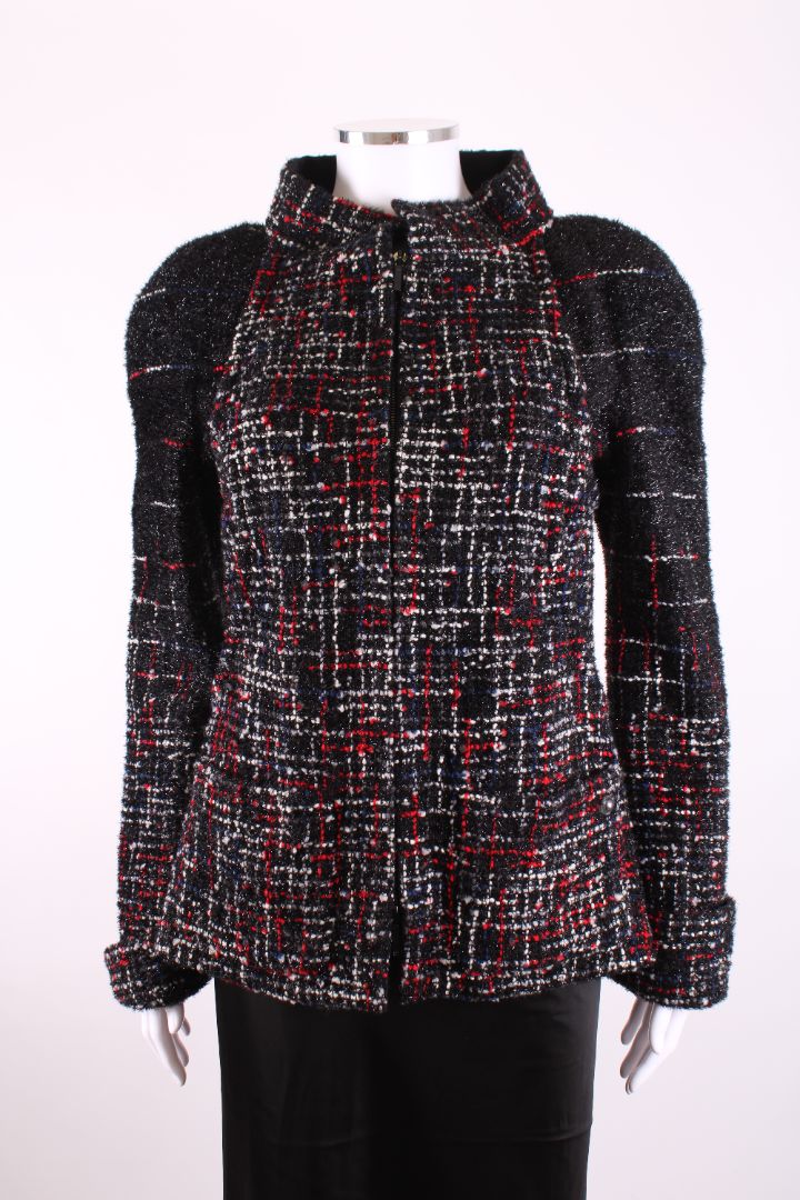 Chanel 2017 Tweed Jacket Black Glitter Tweed 12