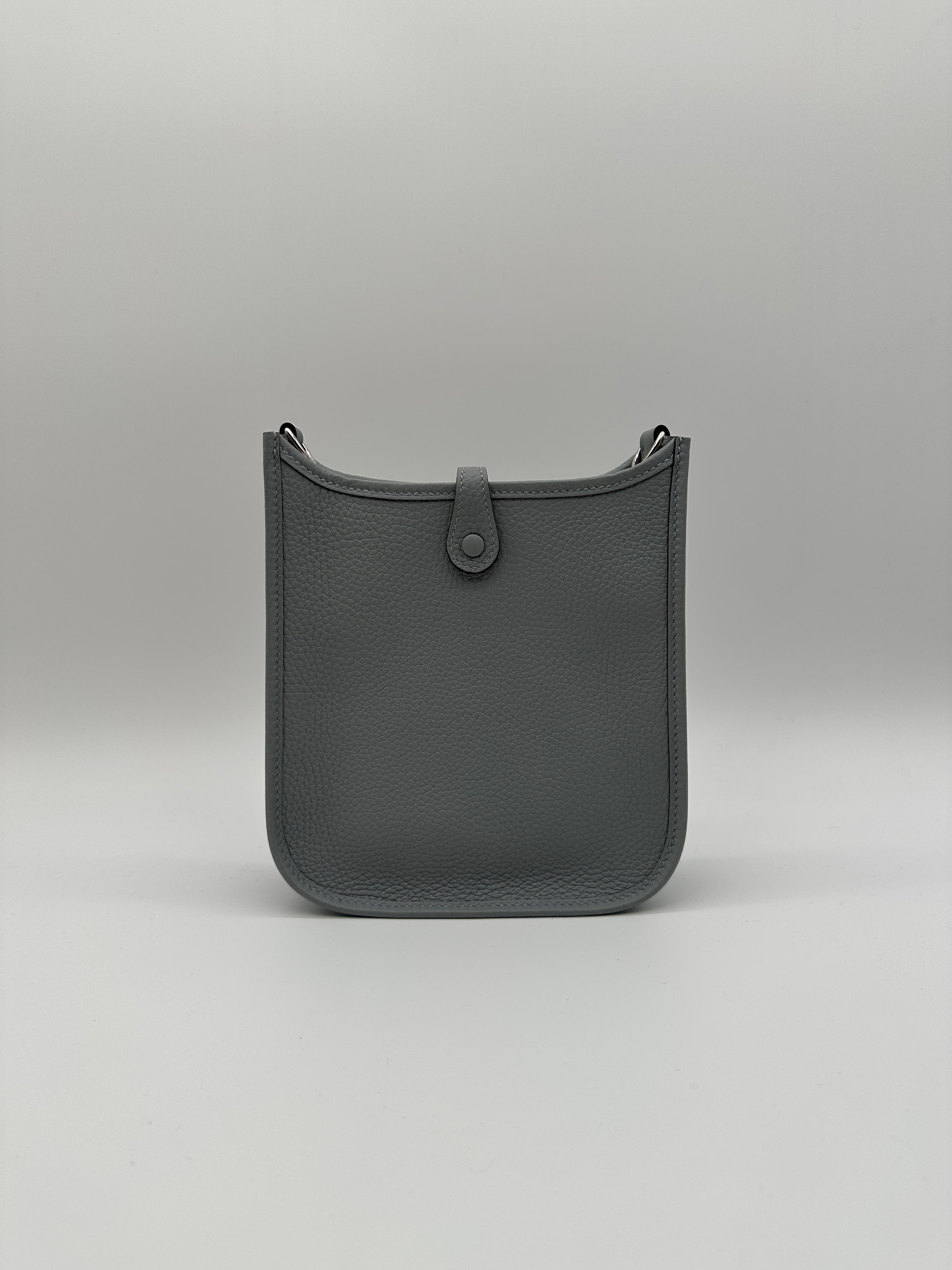 Hermès Mini Evelyne Gris Pantin Taurillon Clemence Palladium Hardware