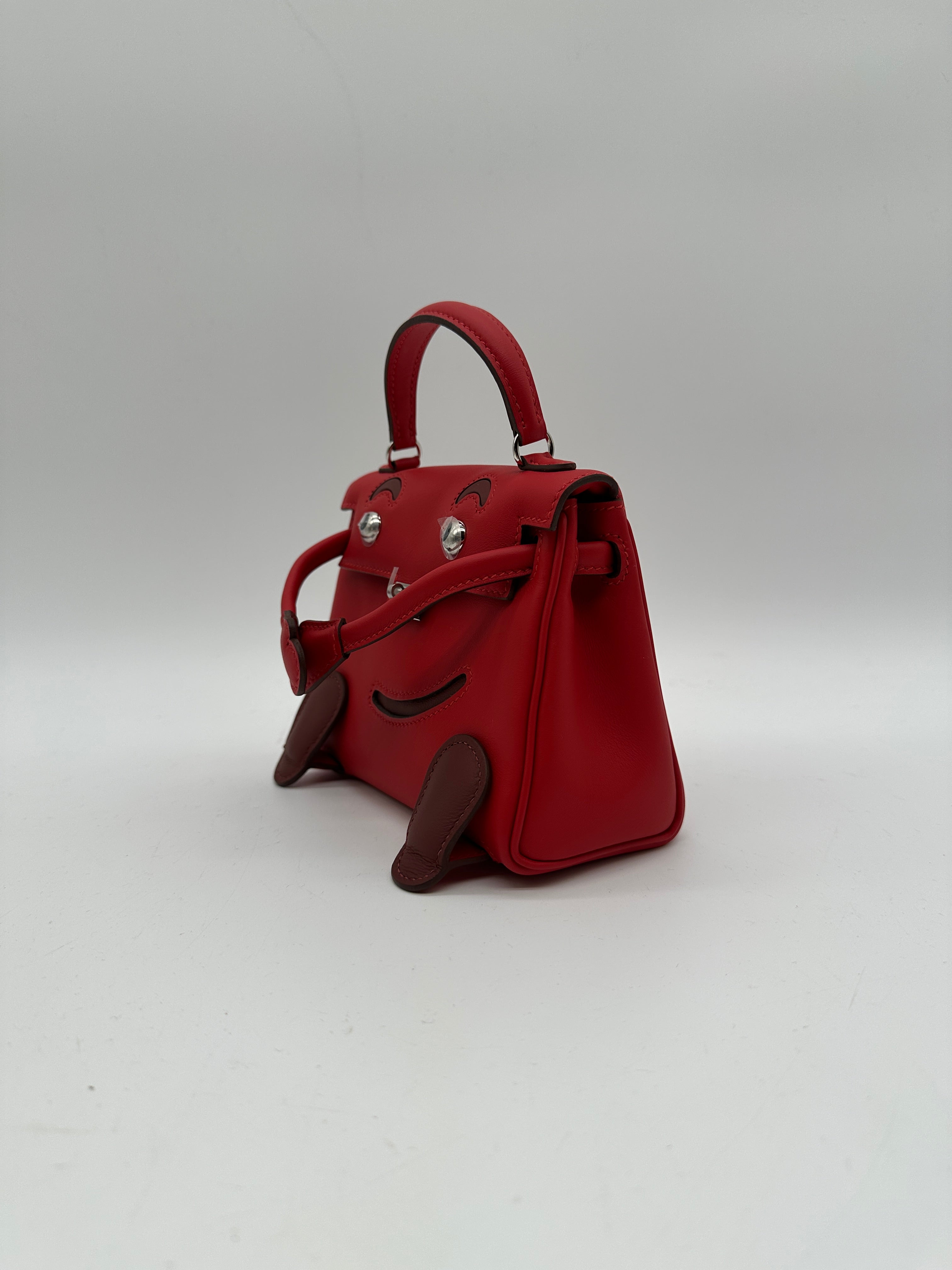 Hermès Kelly Doll Rouge Radieux Swift Palladium Hardware