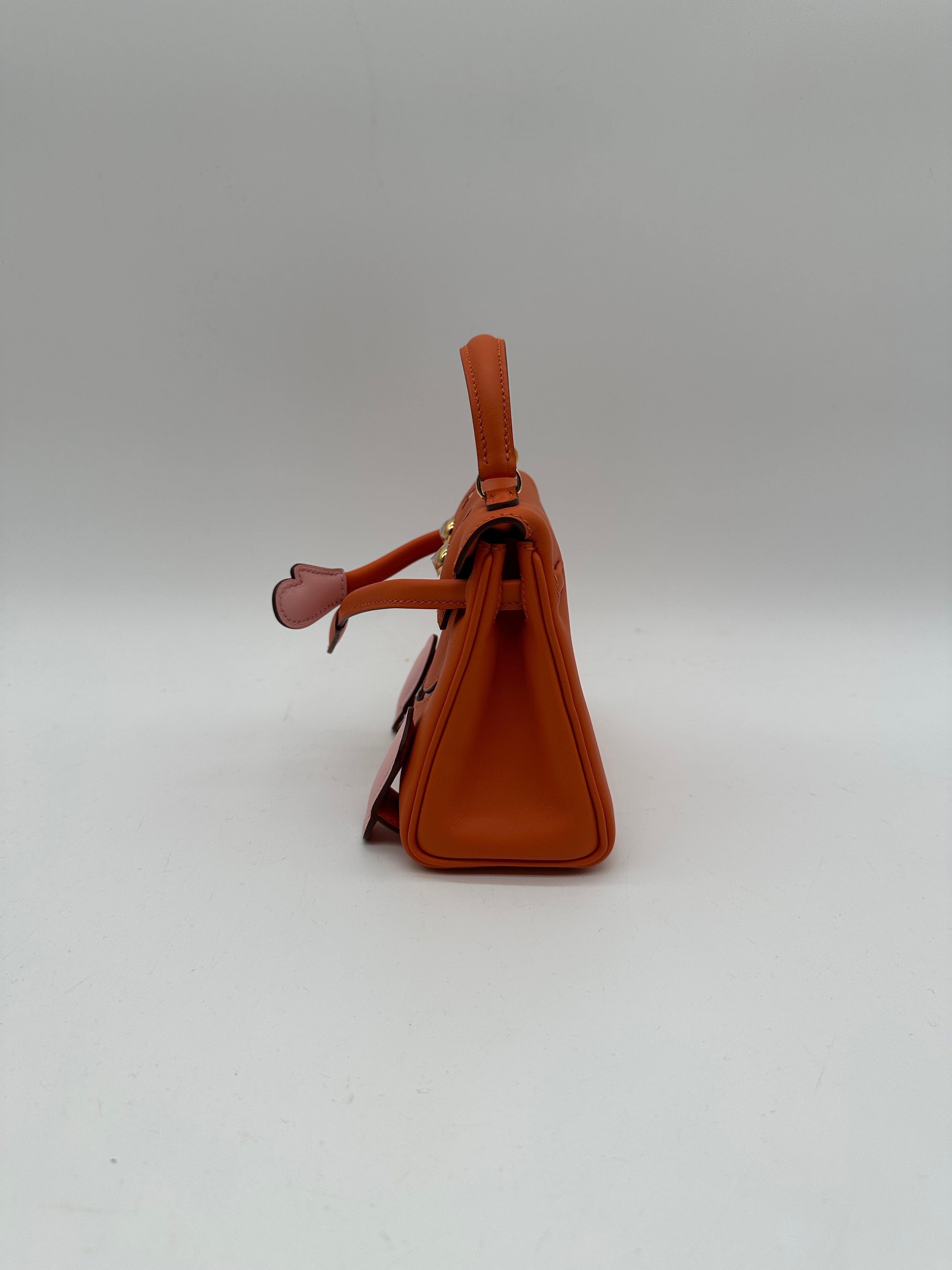 Hermès Kelly Doll Orange & Rose Sakura Swift Palladium Hardware