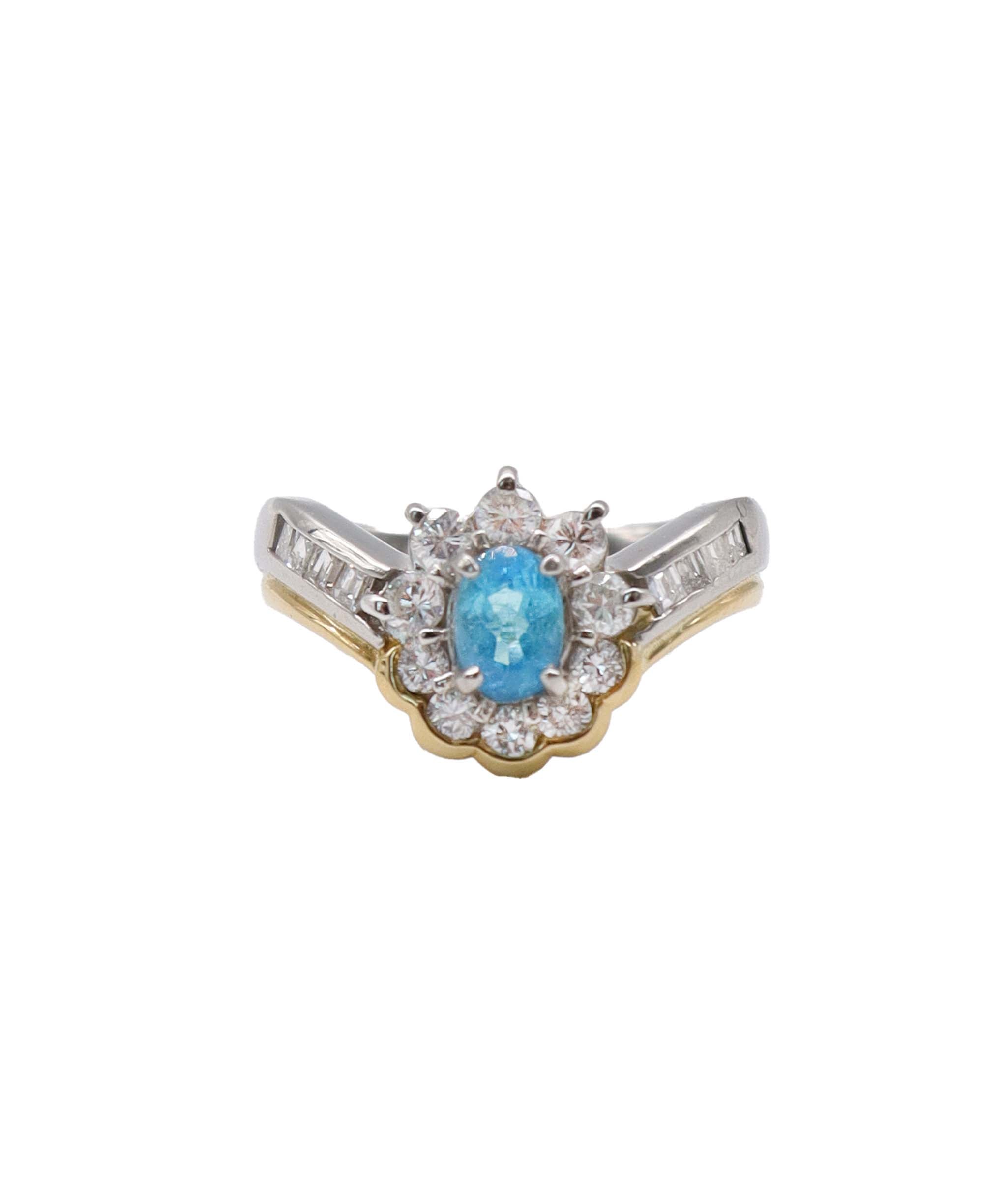 GIA Brazilian Paraiba Ring in Pt900/18K, P0.54ct D0.62ct (5.5us) 3162 JJC0506 DXBS6418