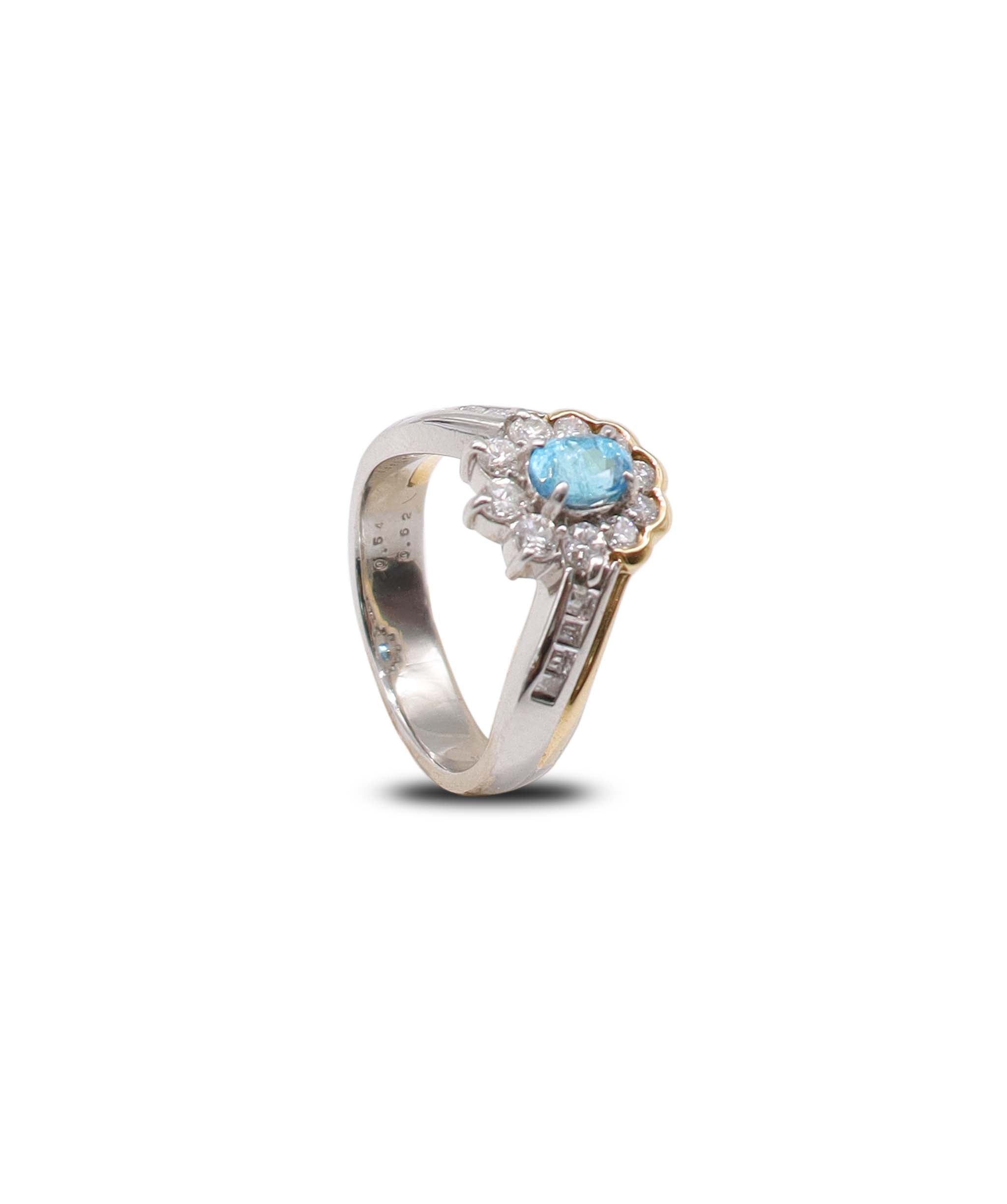 GIA Brazilian Paraiba Ring in Pt900/18K, P0.54ct D0.62ct (5.5us) 3162 JJC0506 DXBS6418