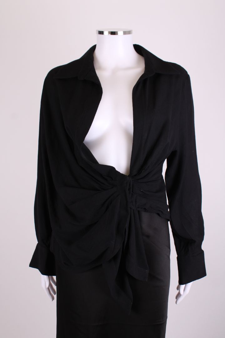 Jacquemus L/S Low V Neck Blouse Black 6