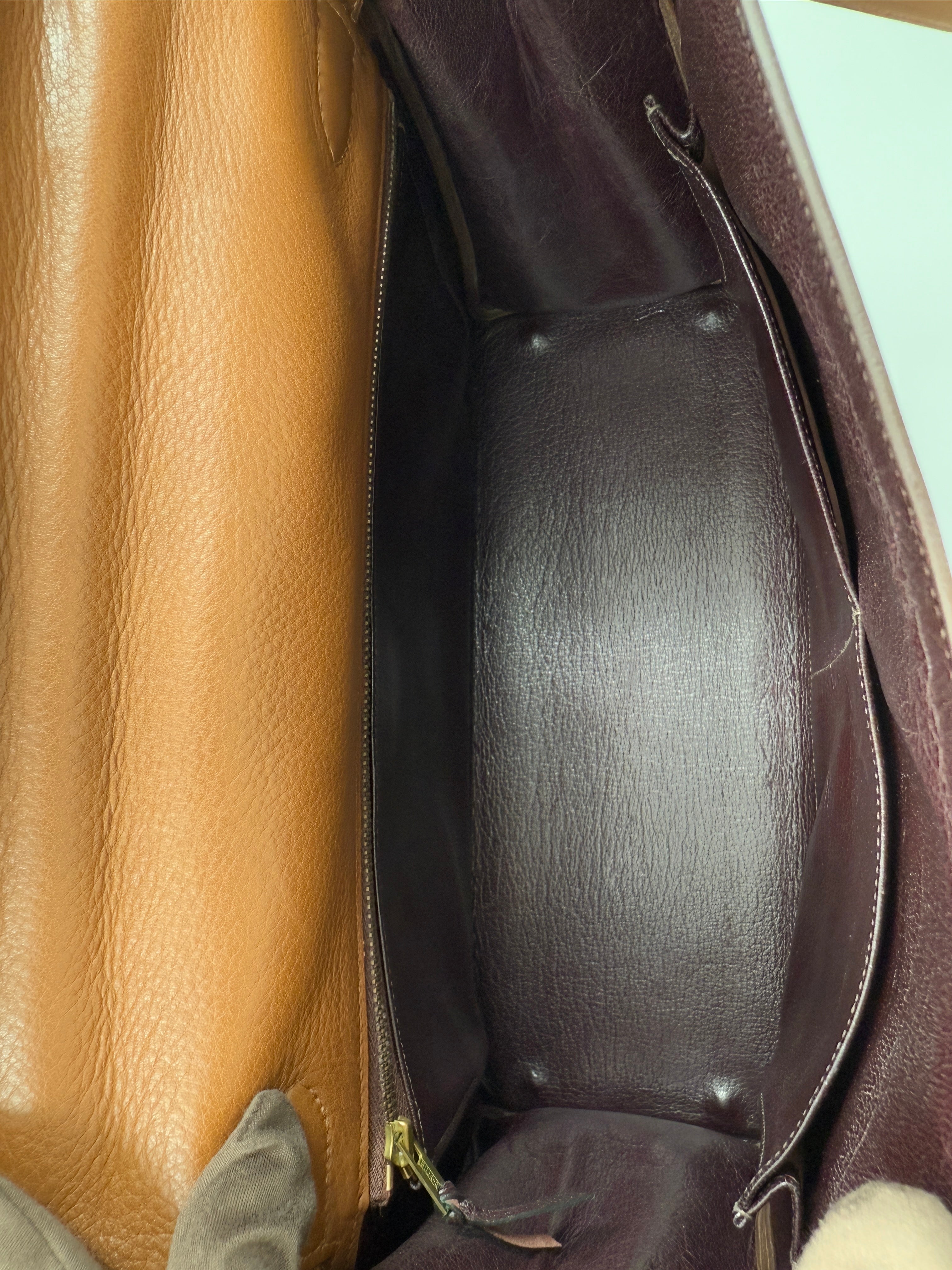 *LONDON LOCATED* VINTAGE HERMÈS KELLY 32CM "ULYSSE" GOLD Gulliver & Toile with Gold Hardware