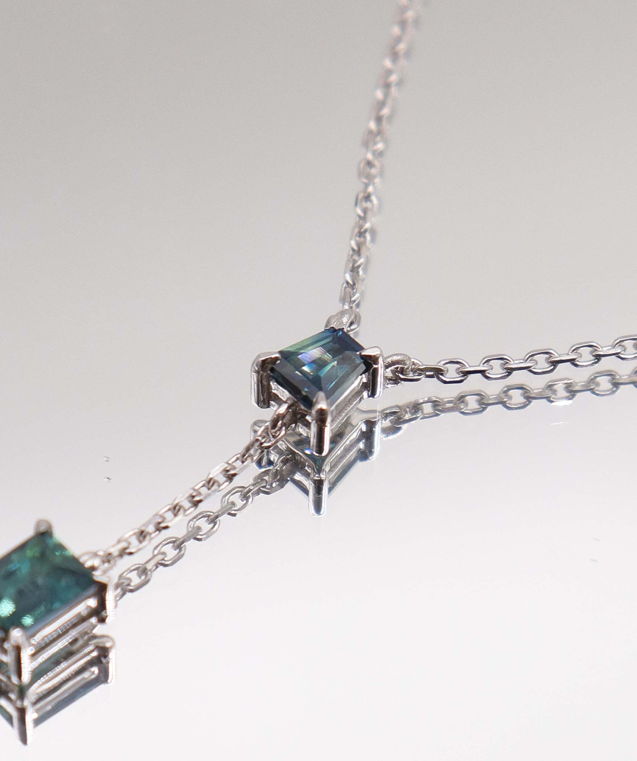 2.38CT NATURAL UNHEATED TEALGREEN SAPPHIRES HAND CHAIN (6 PCS 18K WG) MS 8994