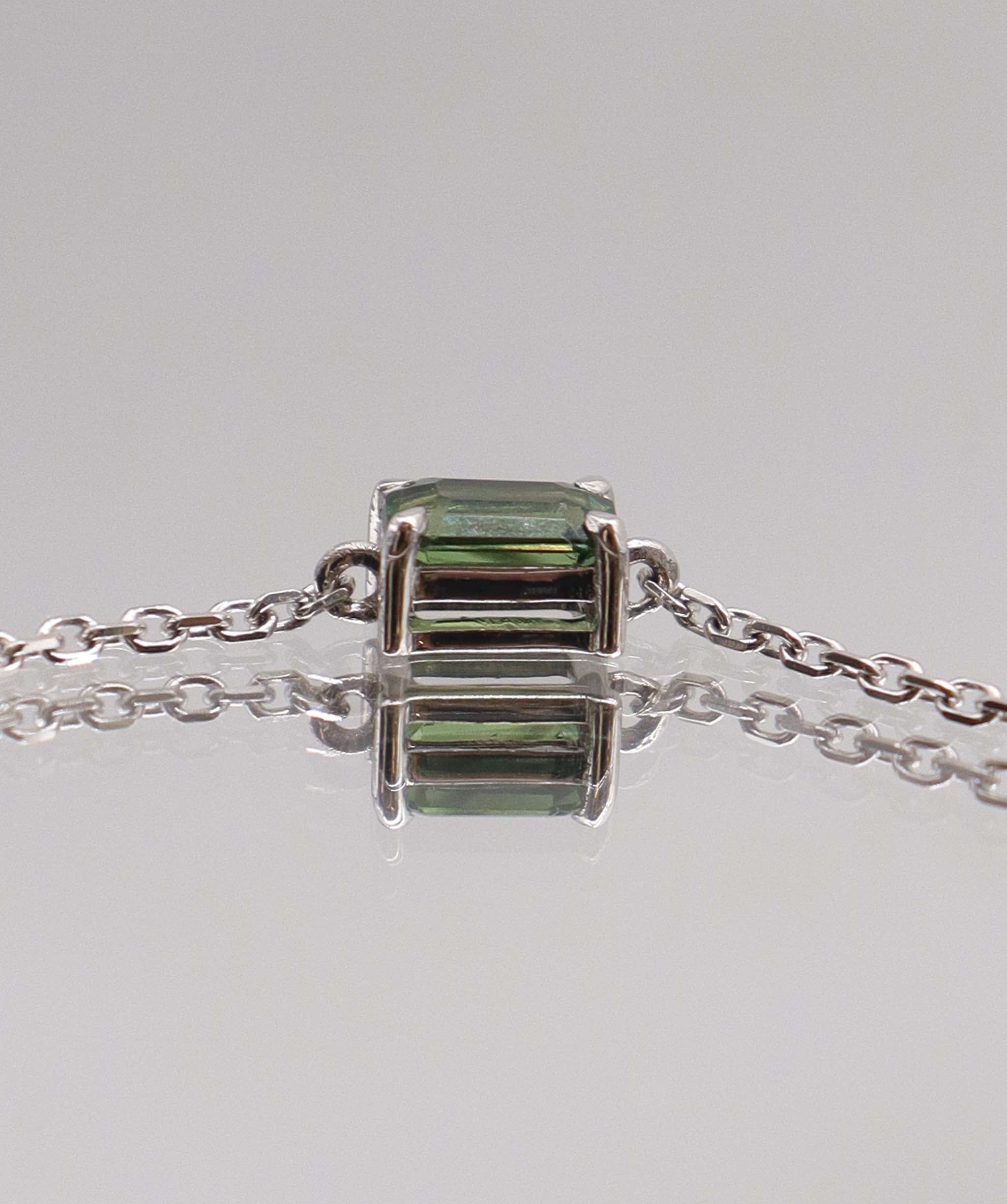 2.38CT NATURAL UNHEATED TEALGREEN SAPPHIRES HAND CHAIN (6 PCS 18K WG) MS 8994