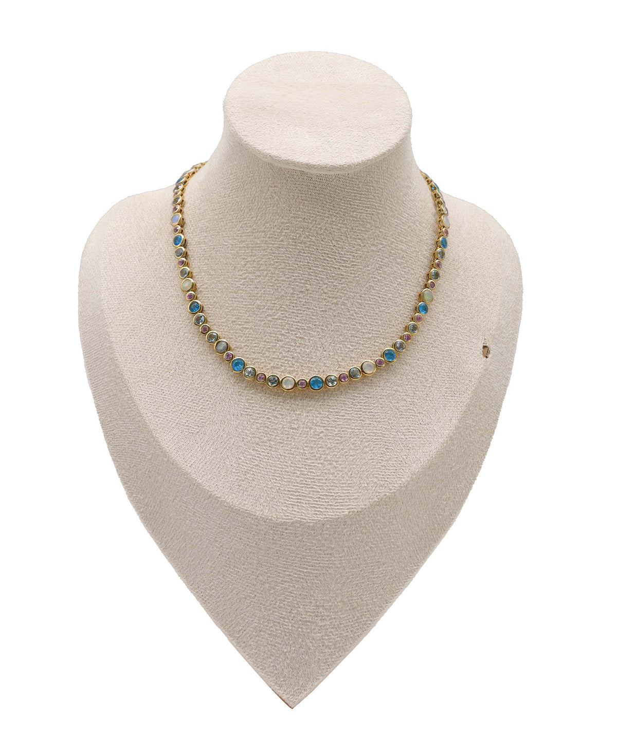 Silver Multi Color Gems Bubble Necklace YG Plated DXBS6875