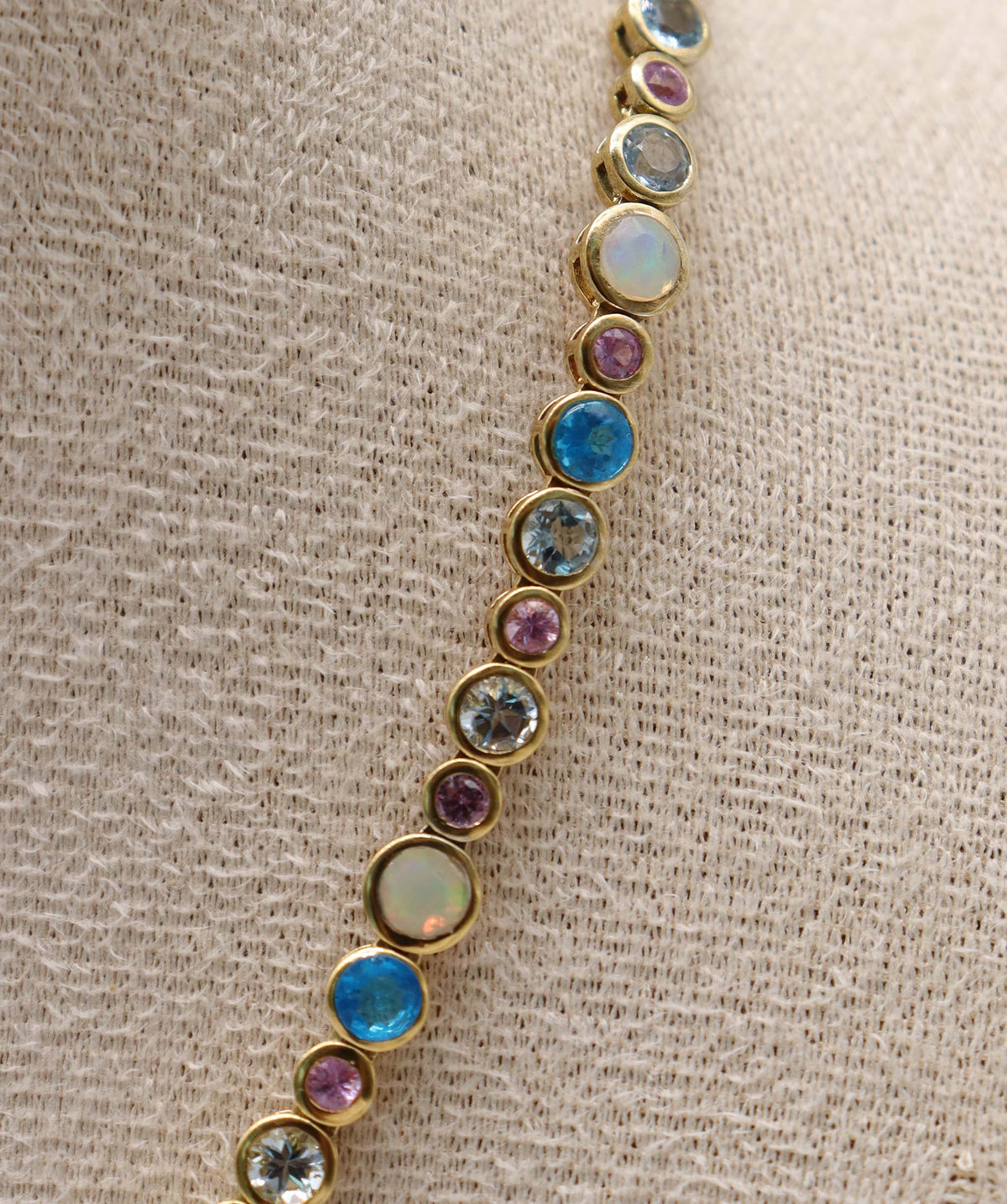 Silver Multi Color Gems Bubble Necklace YG Plated DXBS6875