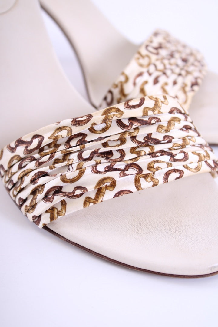 Gucci Horse Bit Print Mule Heels Cream 38.5