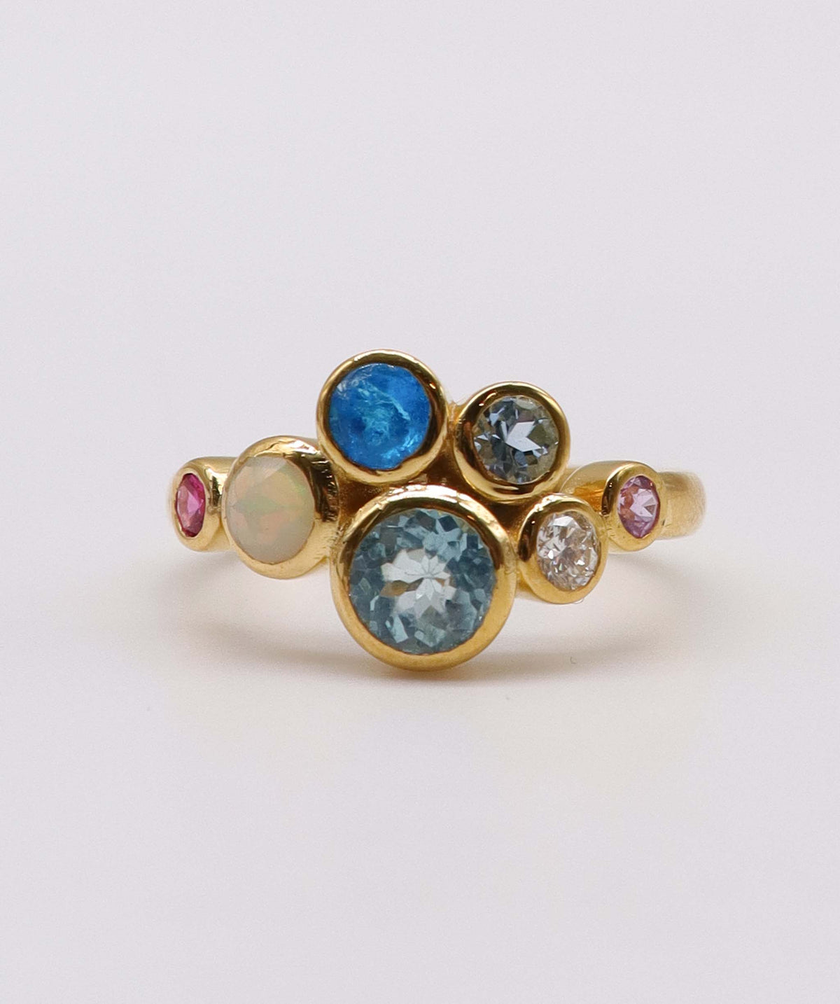 Silver Multi Stone Bubble YG Plated Ring 2 DXBS6881