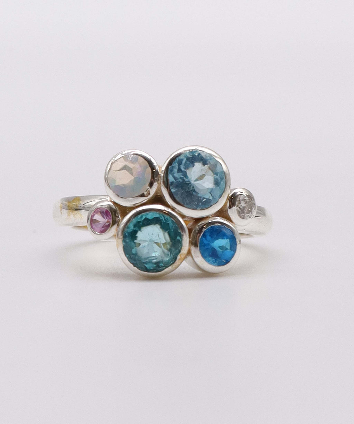 Silver Multi Stone Bubble Ring 1 DXBS6880