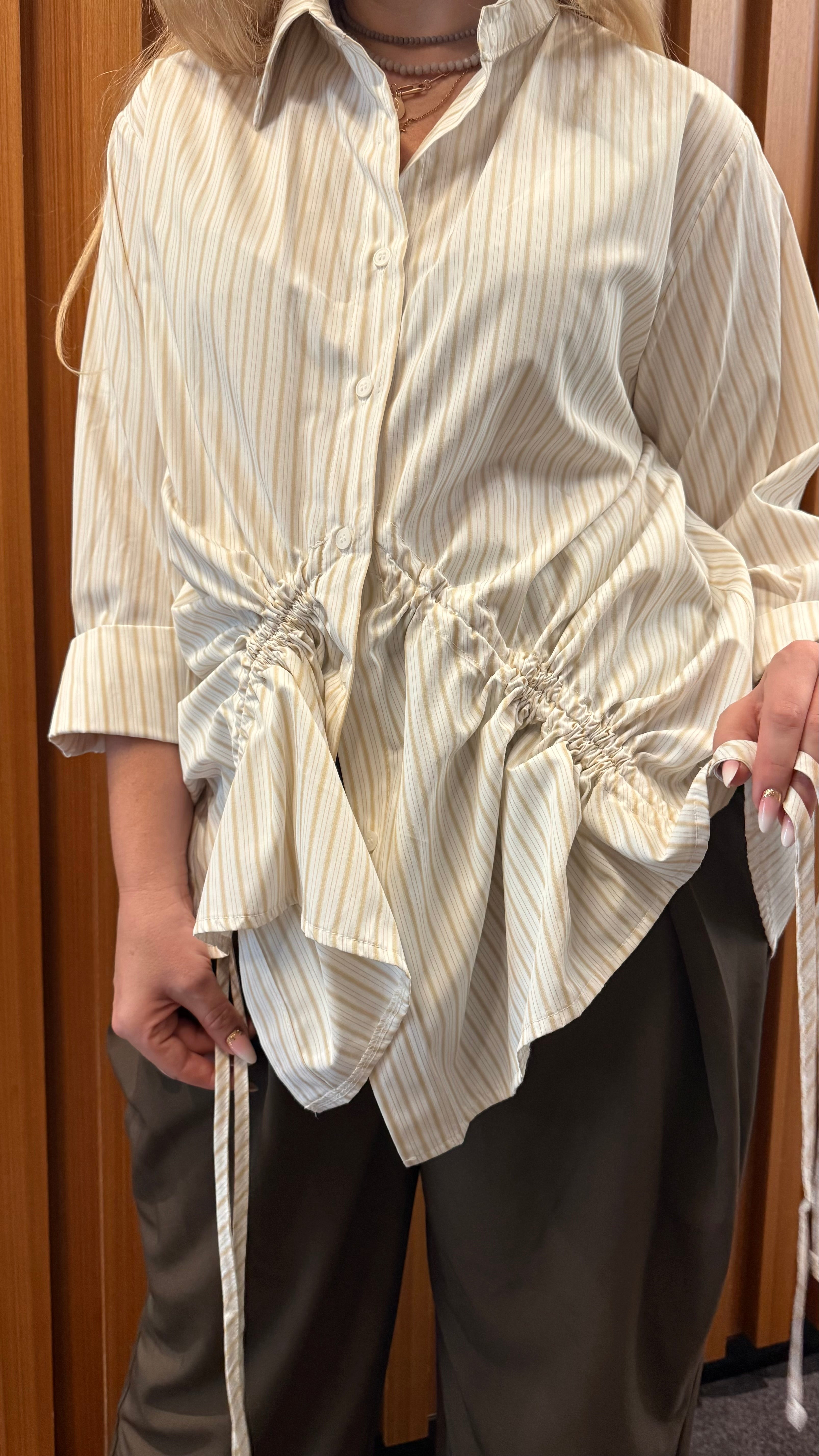 FRONT DRAWSTRING STRIPED SHIRT (قميص) “DU”