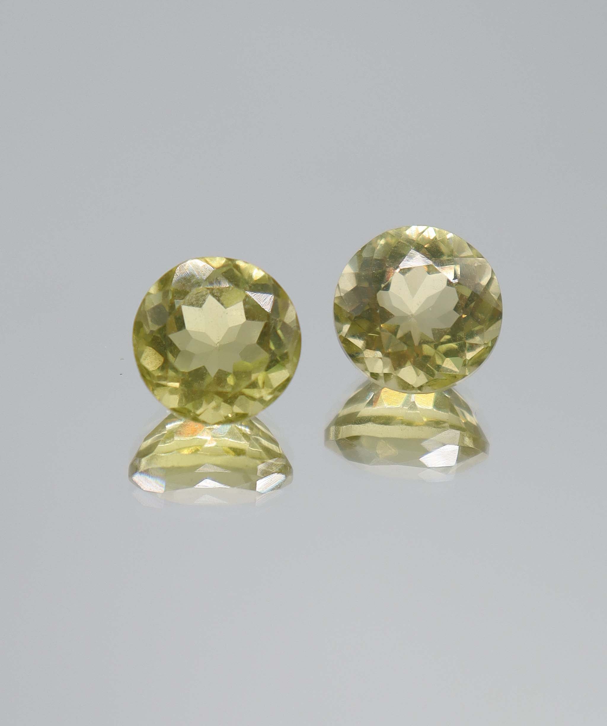 7.82ct Lemon Amethyst Round PAIR Portuguese cut DXBCS5129