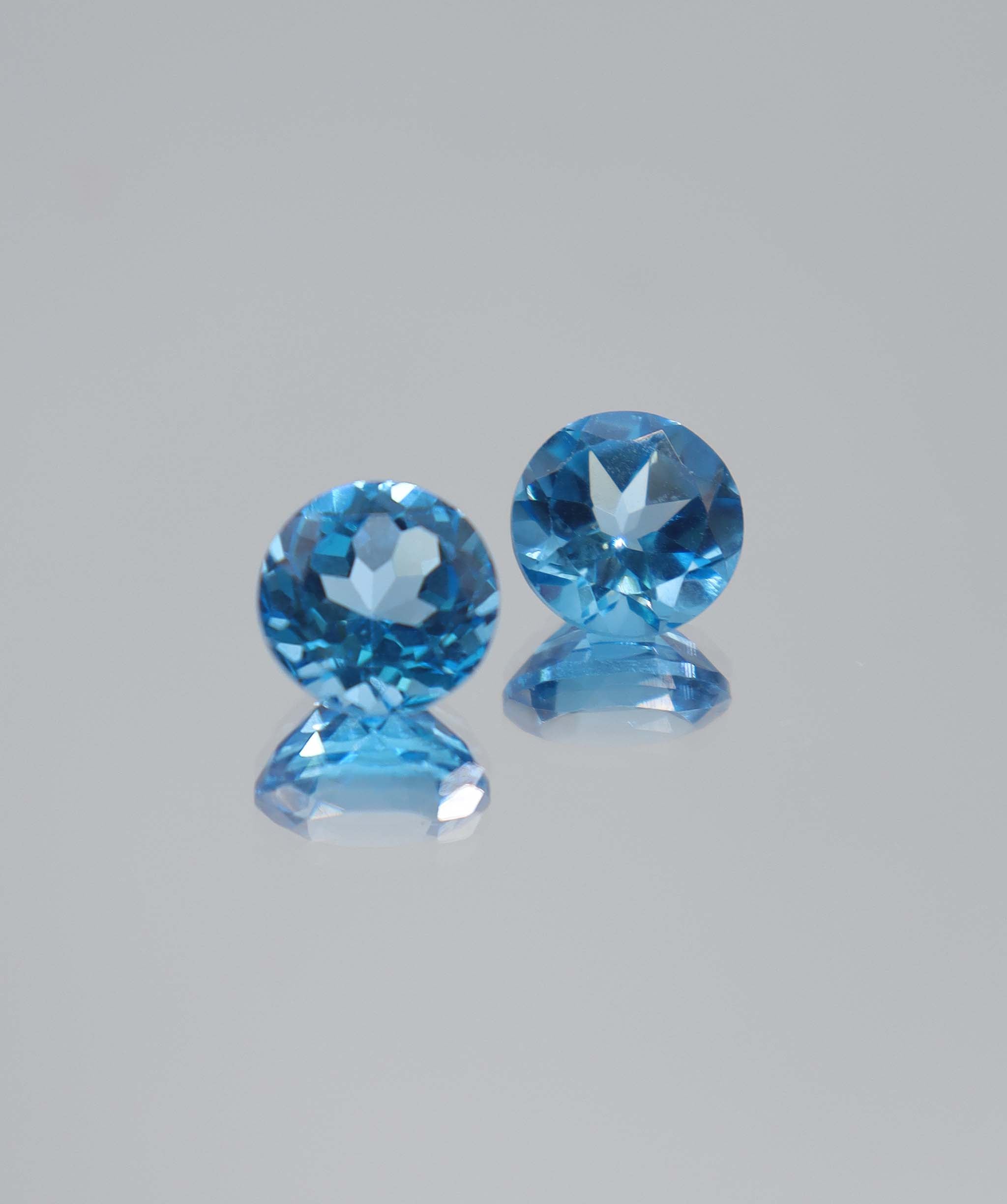 7.27ct Swiss Blue Topaz Round PAIR DXBCS5137
