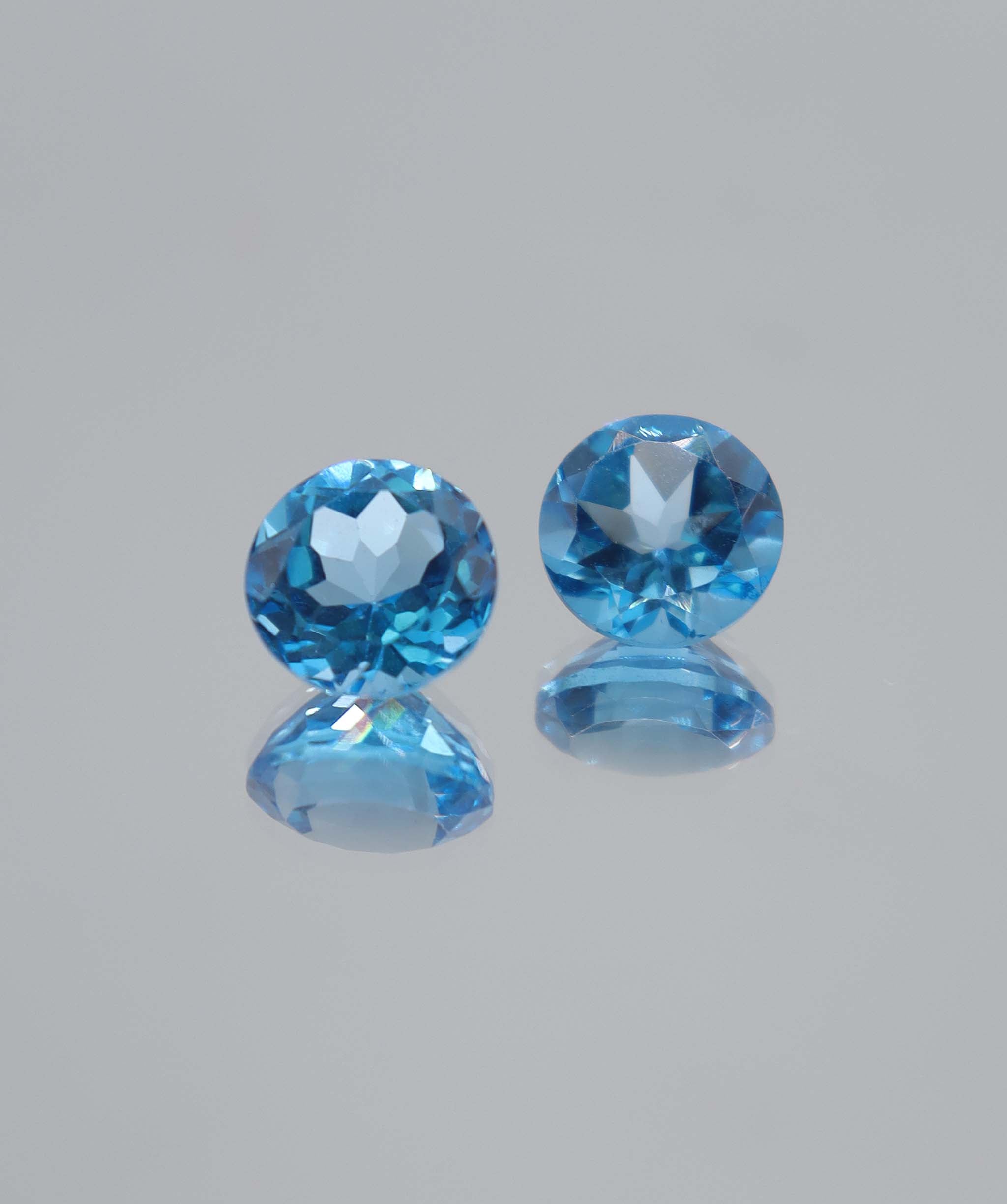 7.27ct Swiss Blue Topaz Round PAIR DXBCS5137