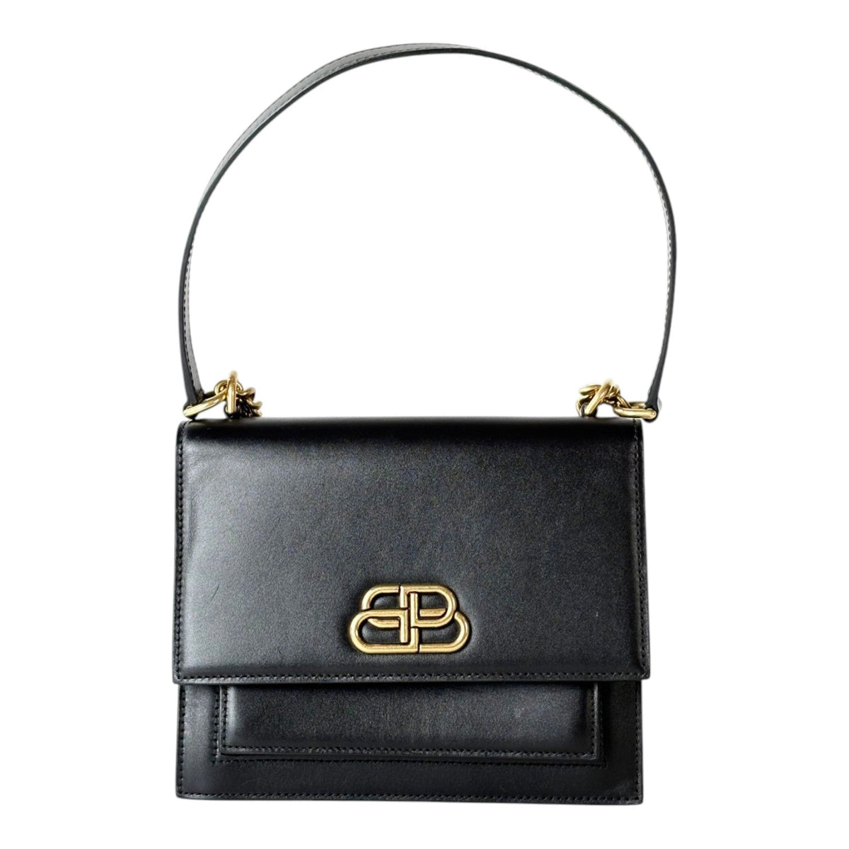 Balenciaga Black Sharp S Leather Shoulder Bag with Gold Hardware