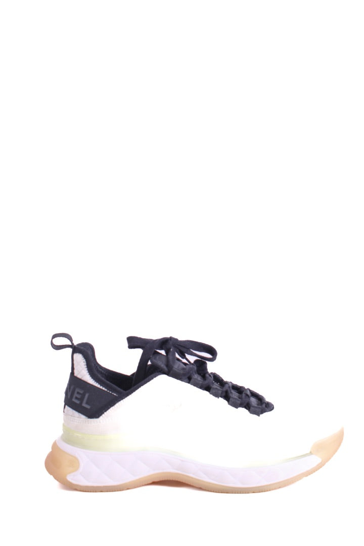 Chanel Suede Trim Trainers Cream/ Grey 39