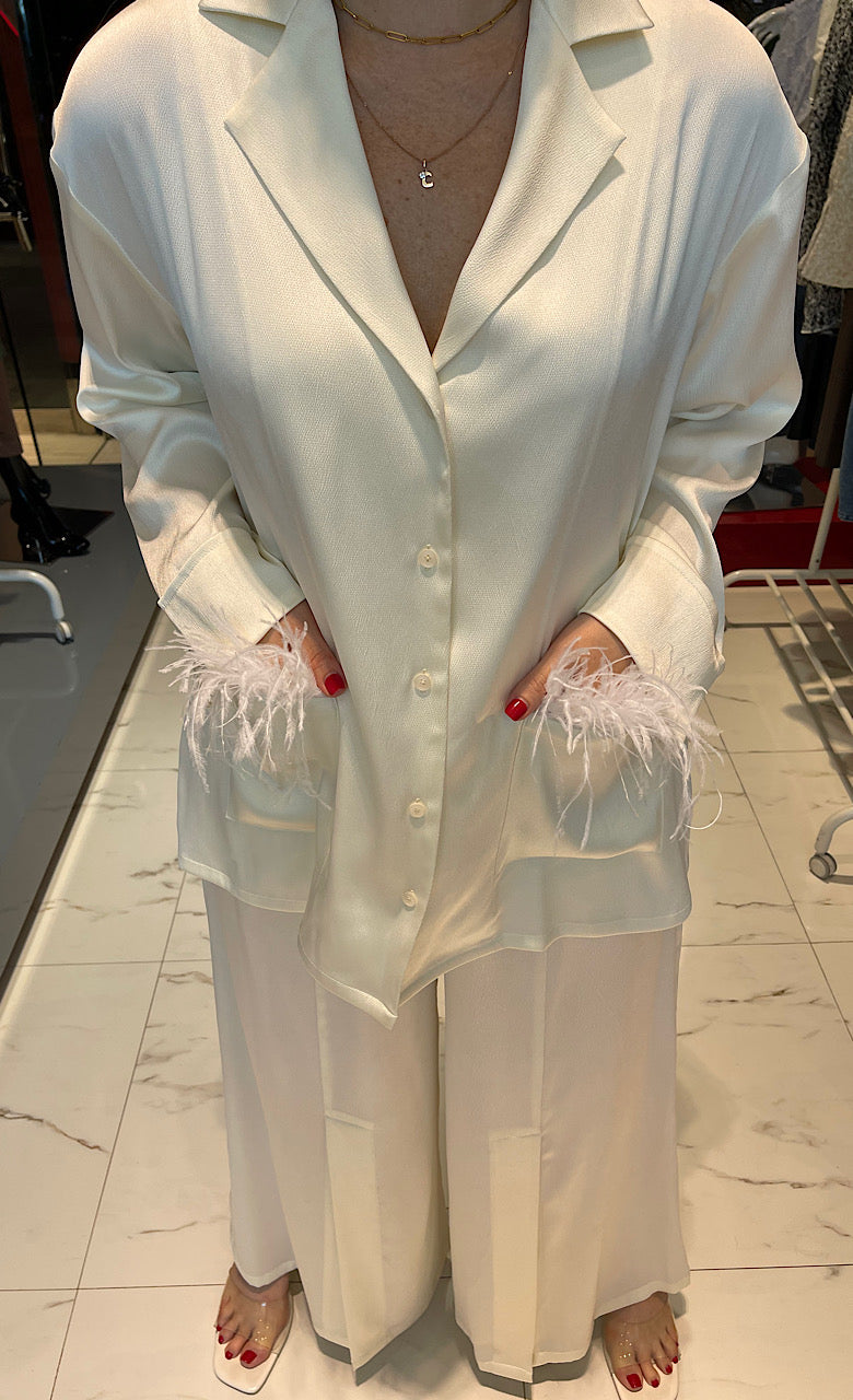 SATIN SET زوج (BLAZER & PANTS قميص وبنطلون) “KAMELIA”