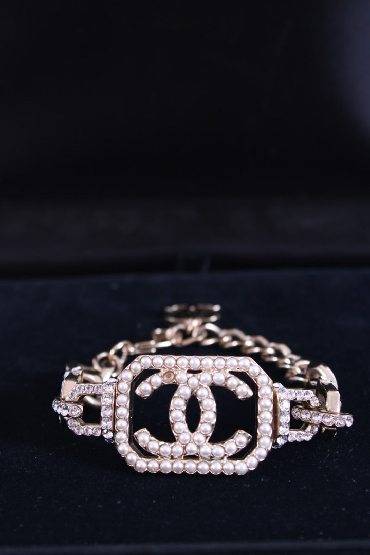 Chanel CC Faux Pearl Bracelet