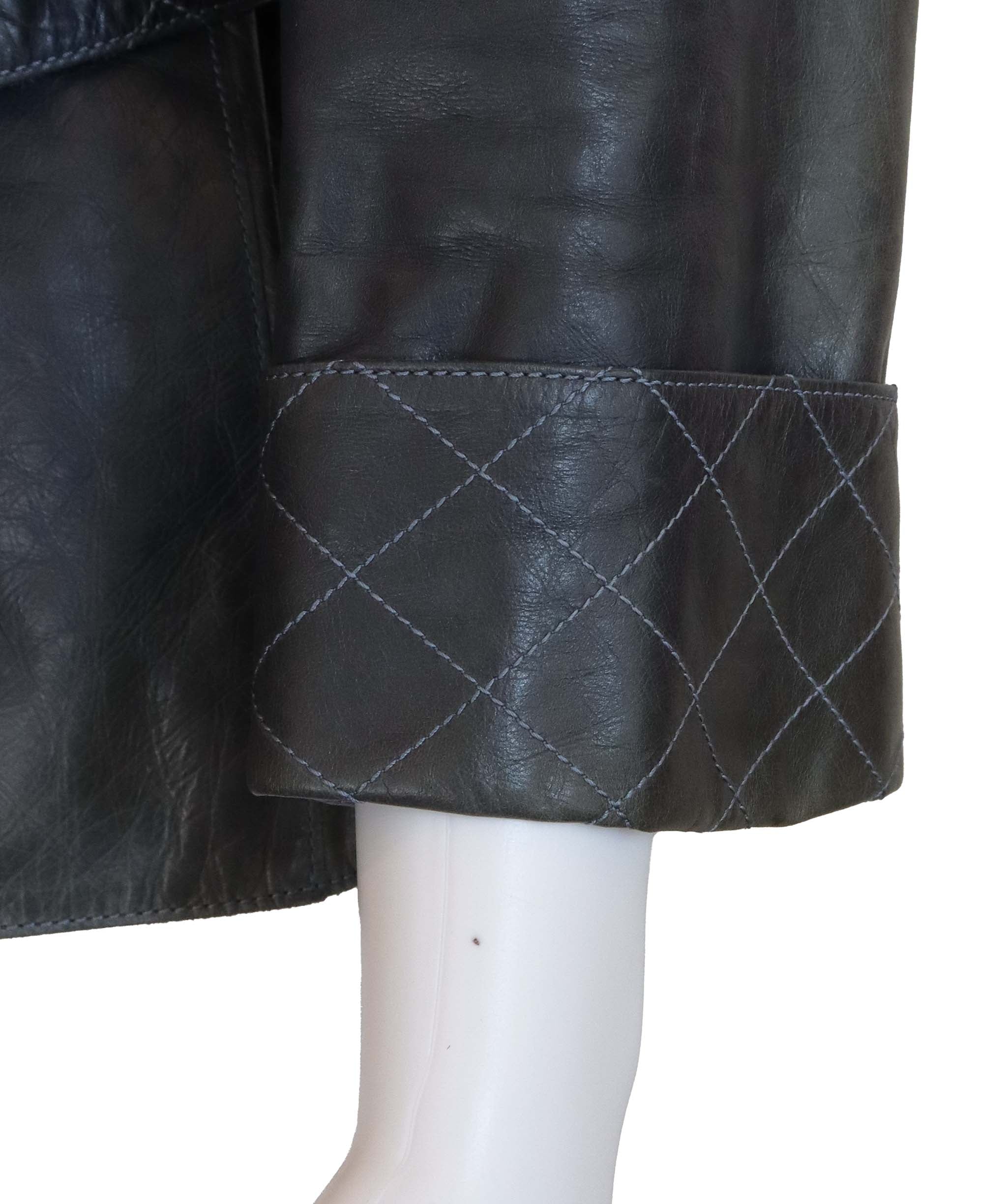 Chanel 2006P Navy Aged Leather Blazer