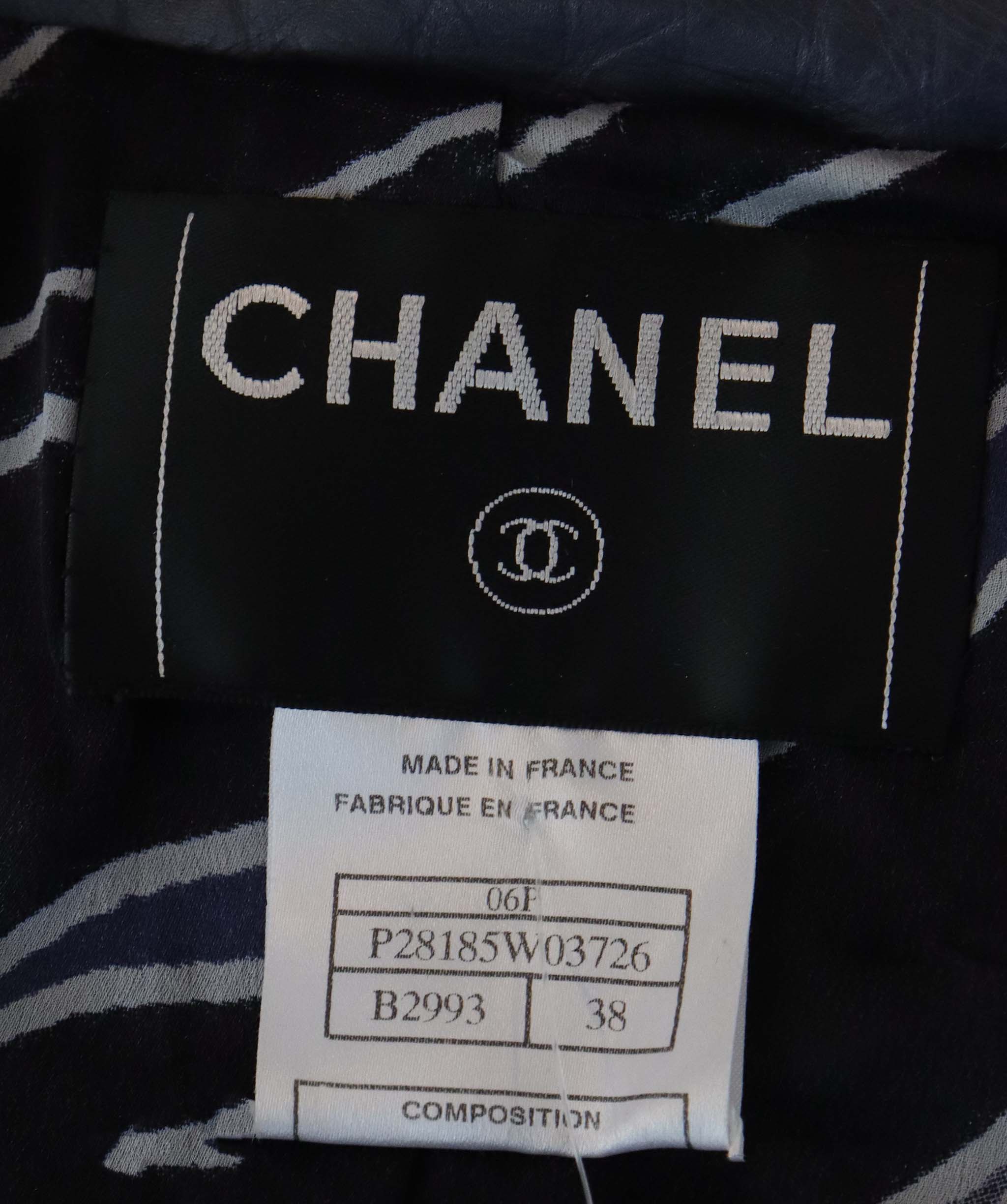 Chanel 2006P Navy Aged Leather Blazer