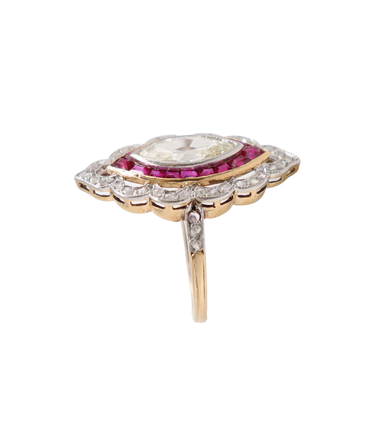 A Diamond and Ruby Navette Ring WA25614