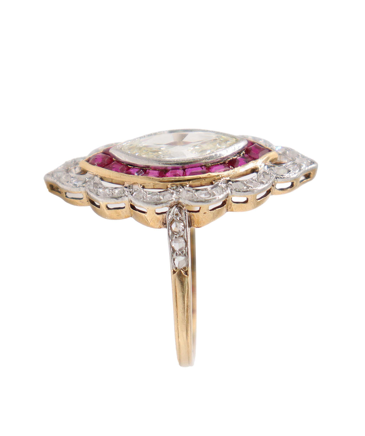A Diamond and Ruby Navette Ring WA25614