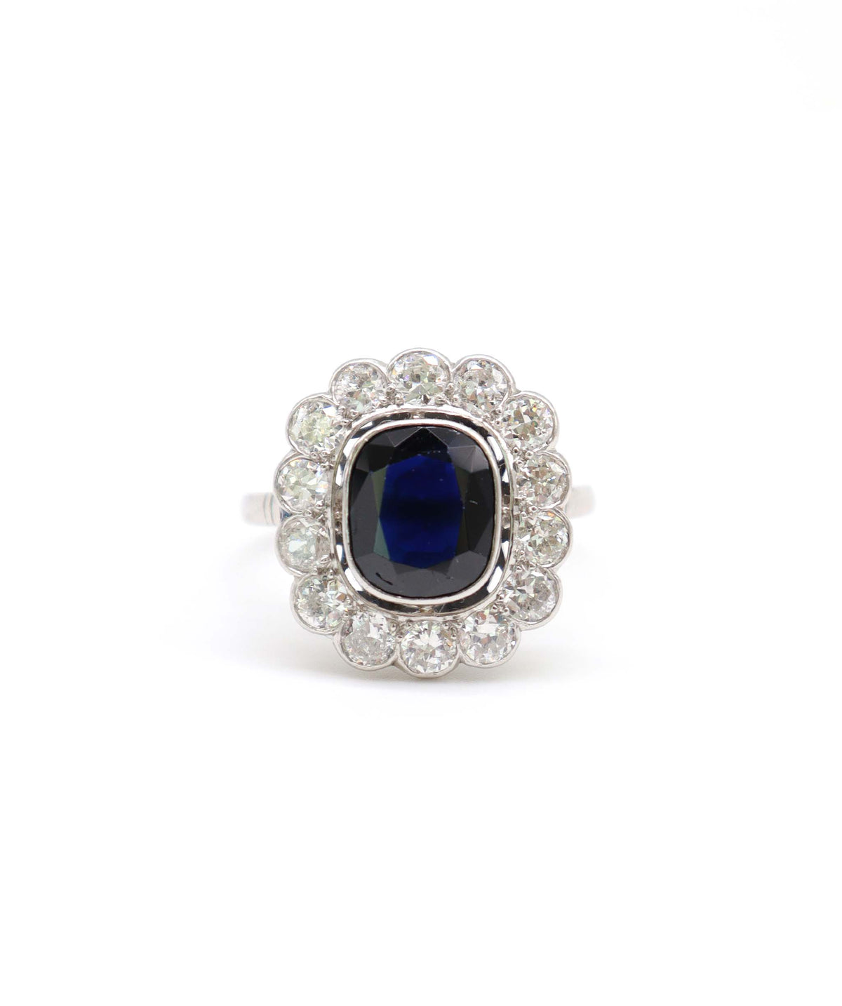 Antique Sapphire and Diamond Cluster Ring WA90846