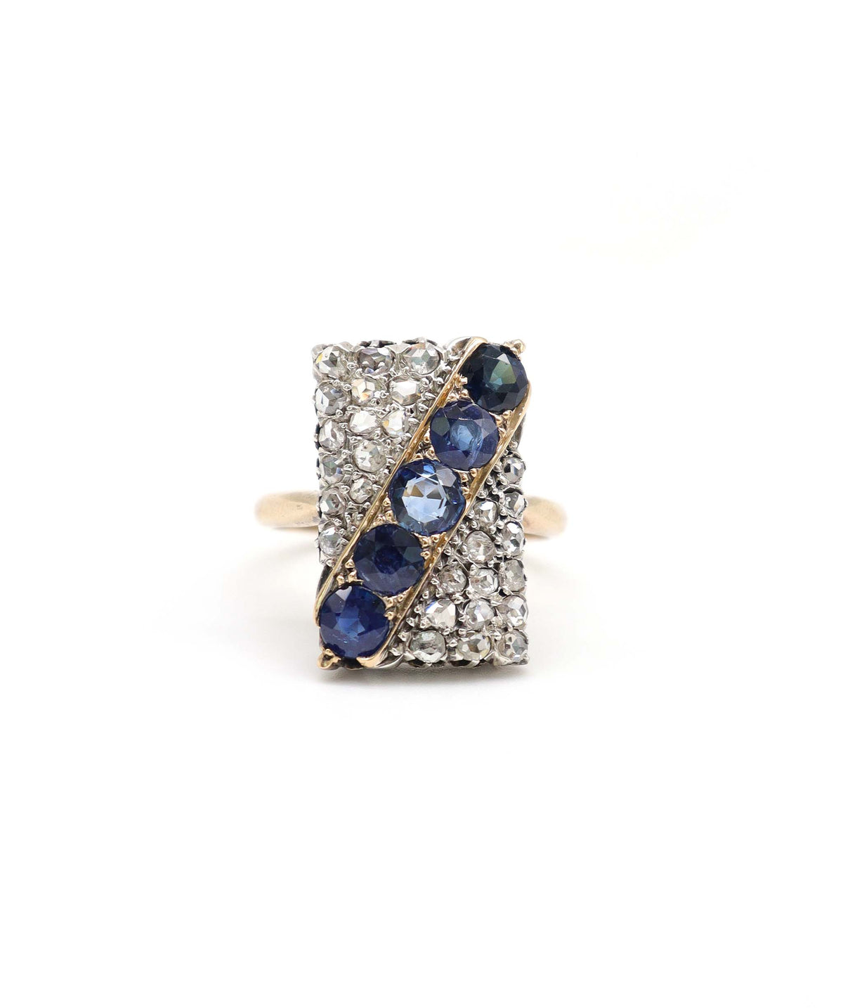 A Sapphire and Diamond Rectangular Ring WA23497