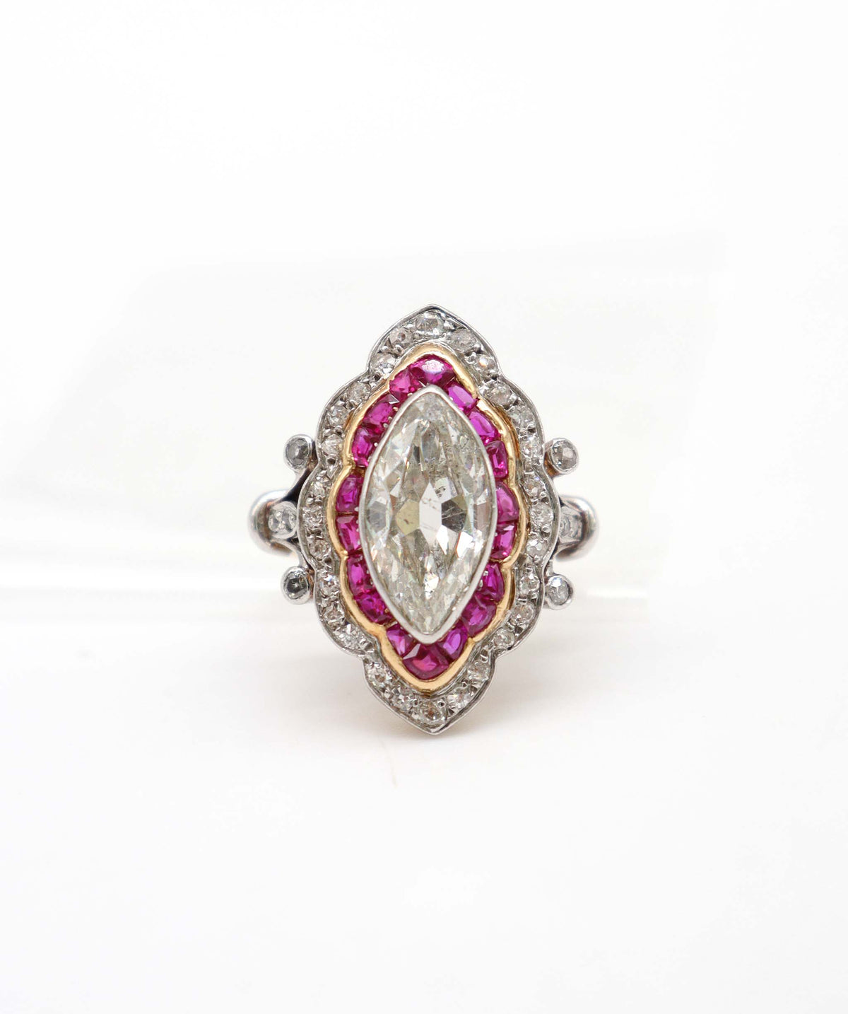 A Diamond and Ruby Navette Ring WA23947