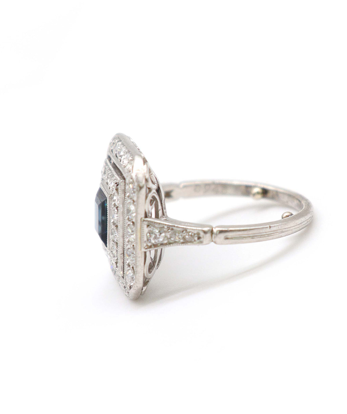 A Sapphire and Diamond 2-Row Cluster Ring WA22613