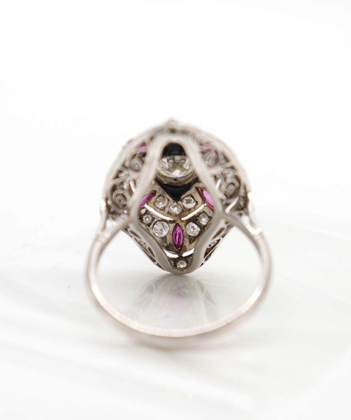 A Marquise Ruby, Diamond and Onyx Ring WA90678