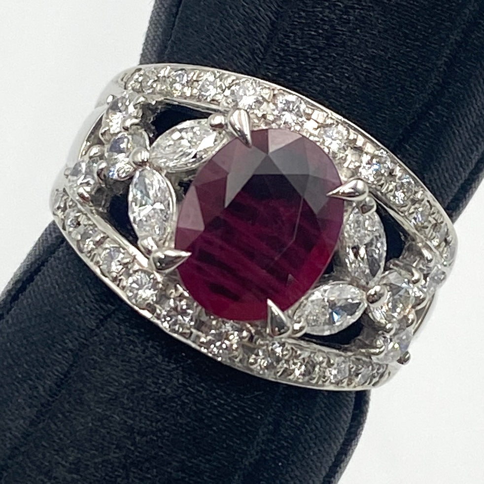 Pt900 Ruby Ring R1.704 D1.07 10.9g sorting 48502 US6.25