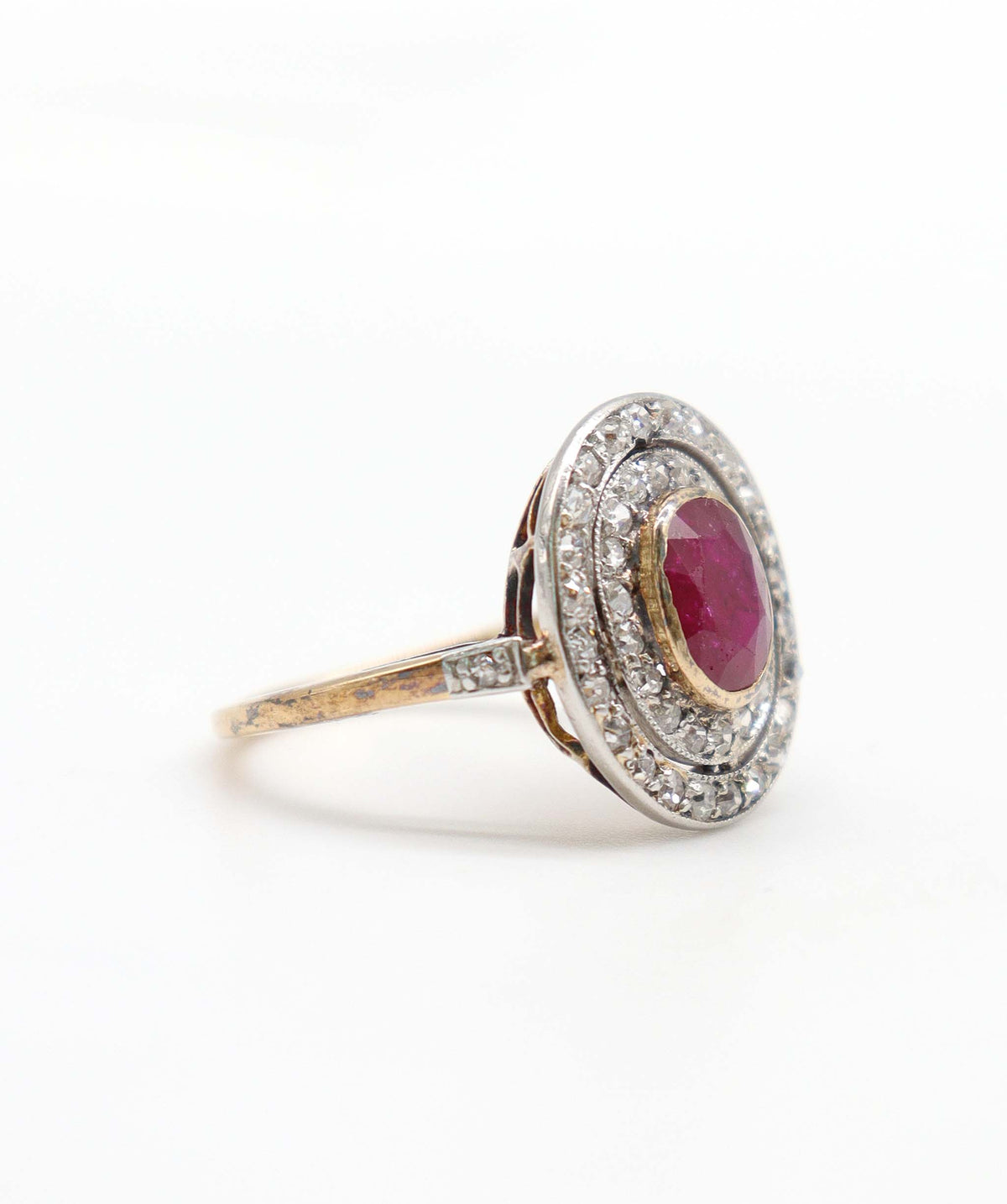 A Ruby and Diamond 2-Row Cluster Ring WA23770