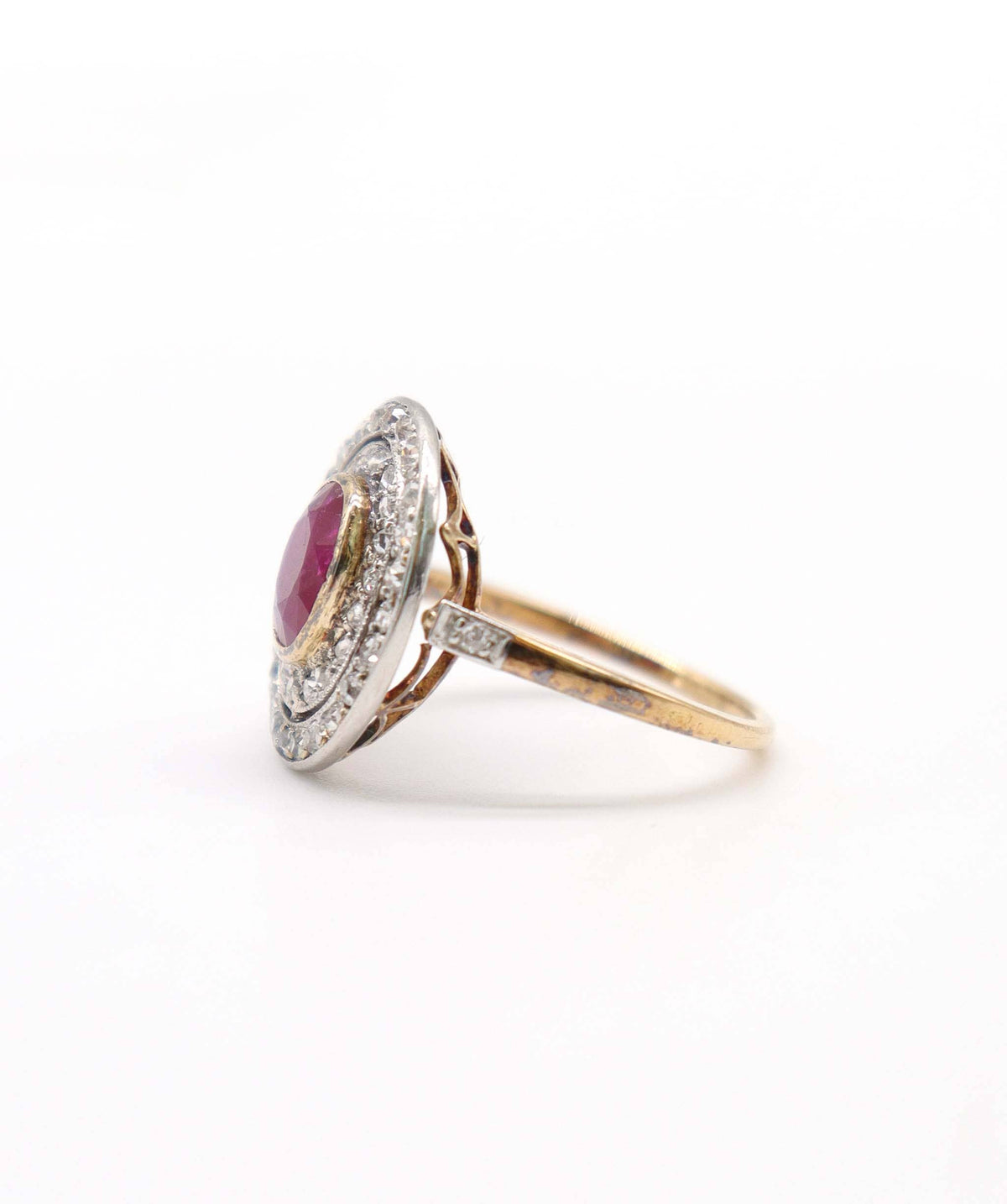 A Ruby and Diamond 2-Row Cluster Ring WA23770