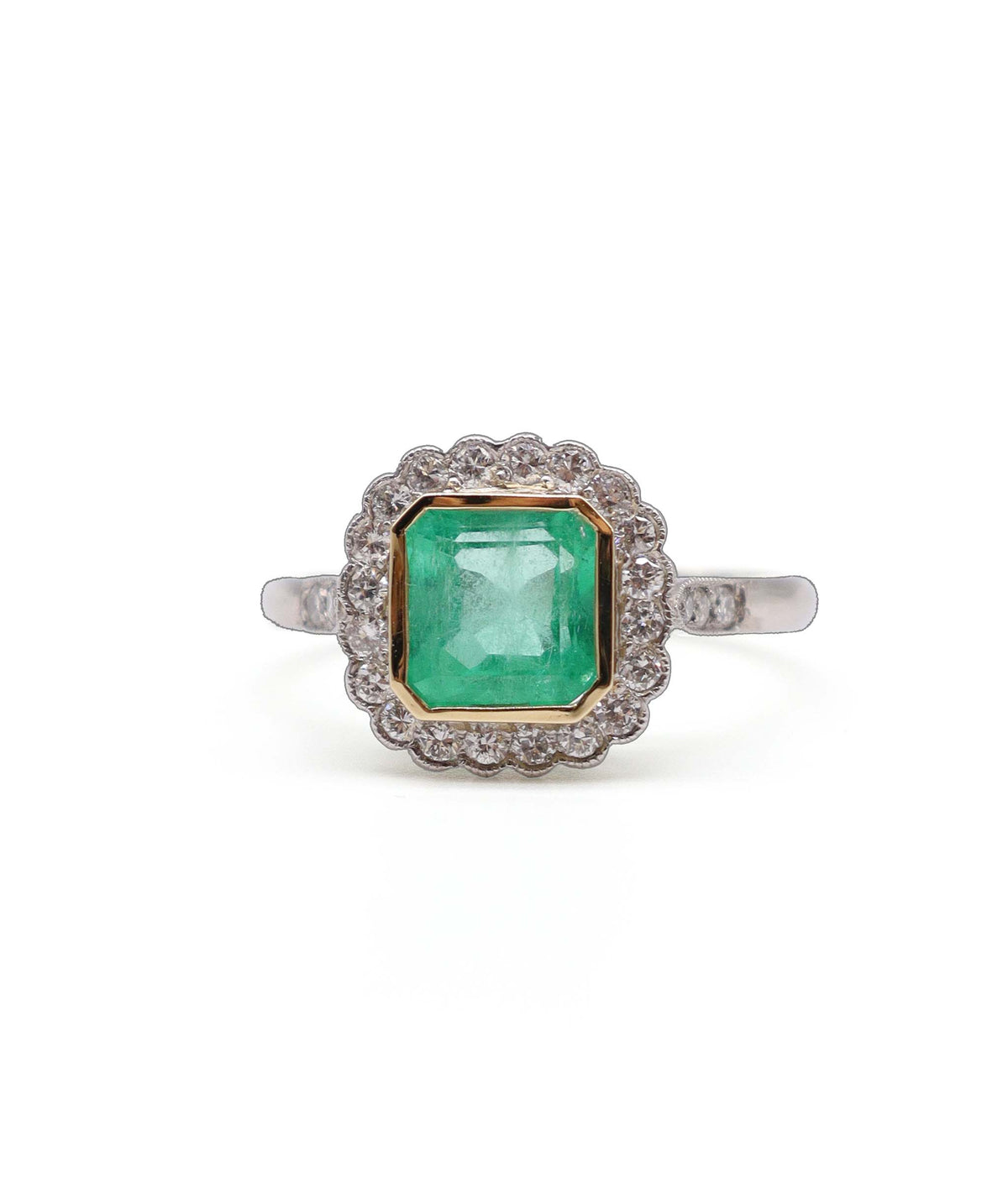 Colombian Emerald & Diamond Cluster Ring WA90471