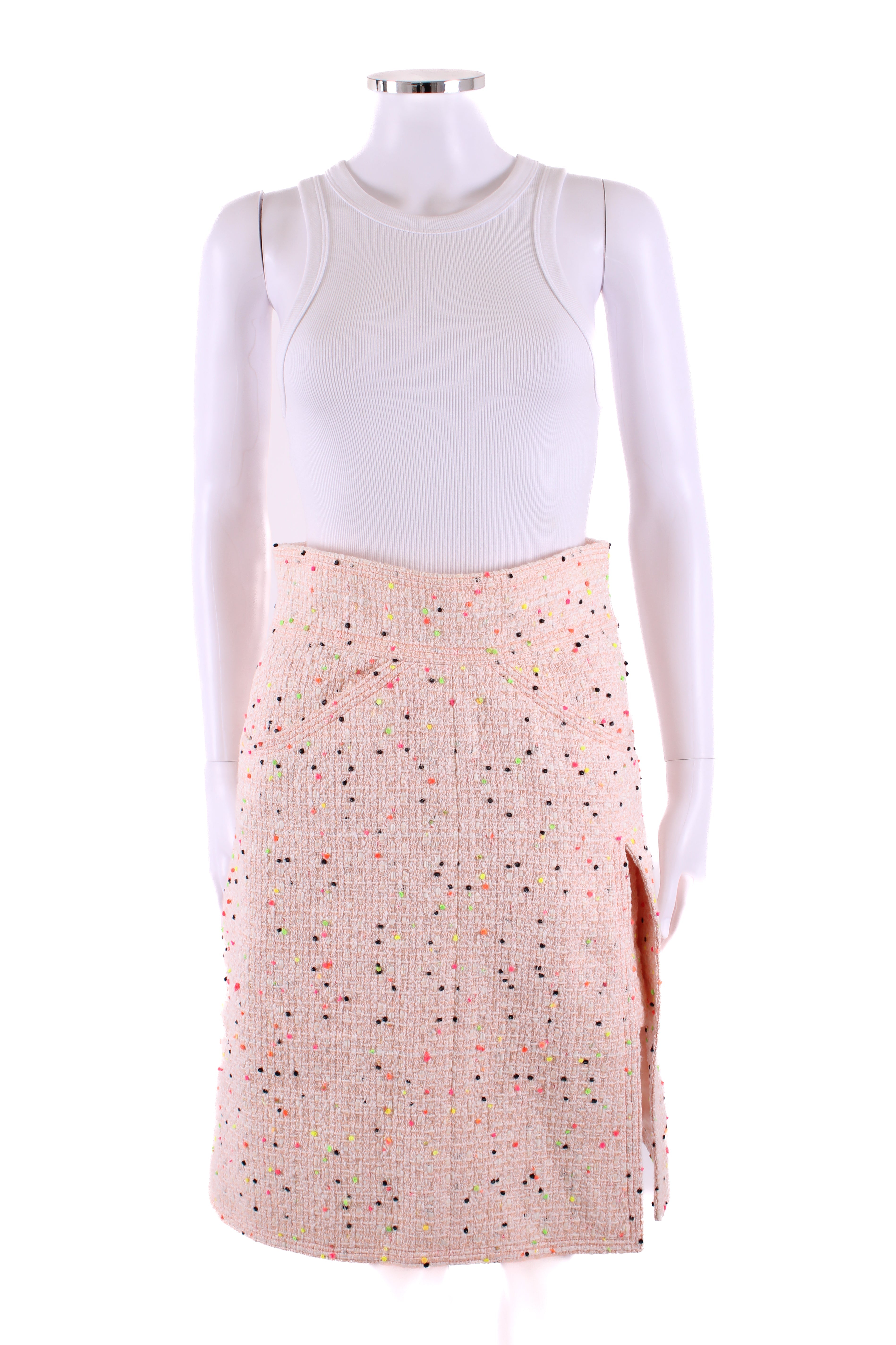 Chanel Dot Tweed Skirt Pink/ Multi Coloured 10