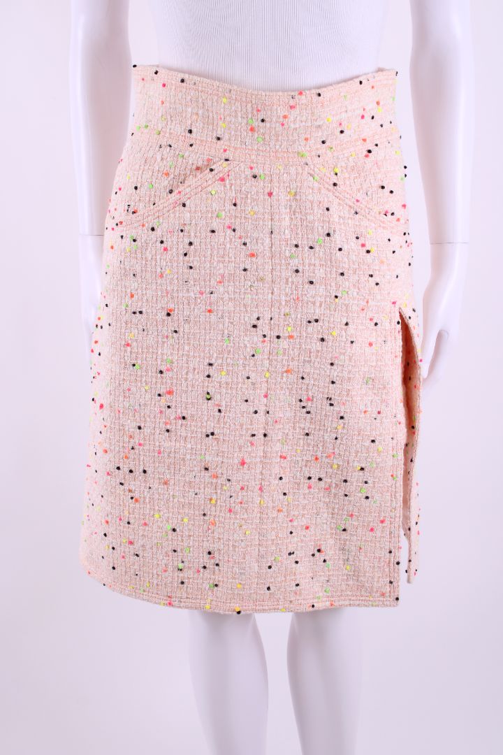 Chanel Dot Tweed Skirt Pink/ Multi Coloured 10
