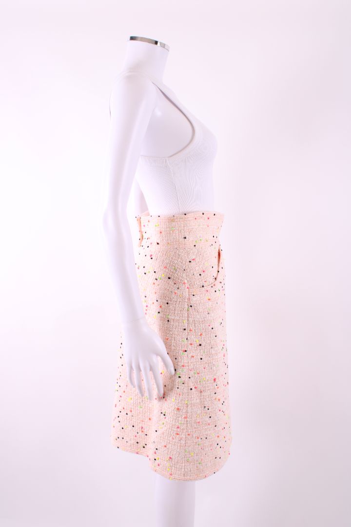 Chanel Dot Tweed Skirt Pink/ Multi Coloured 10