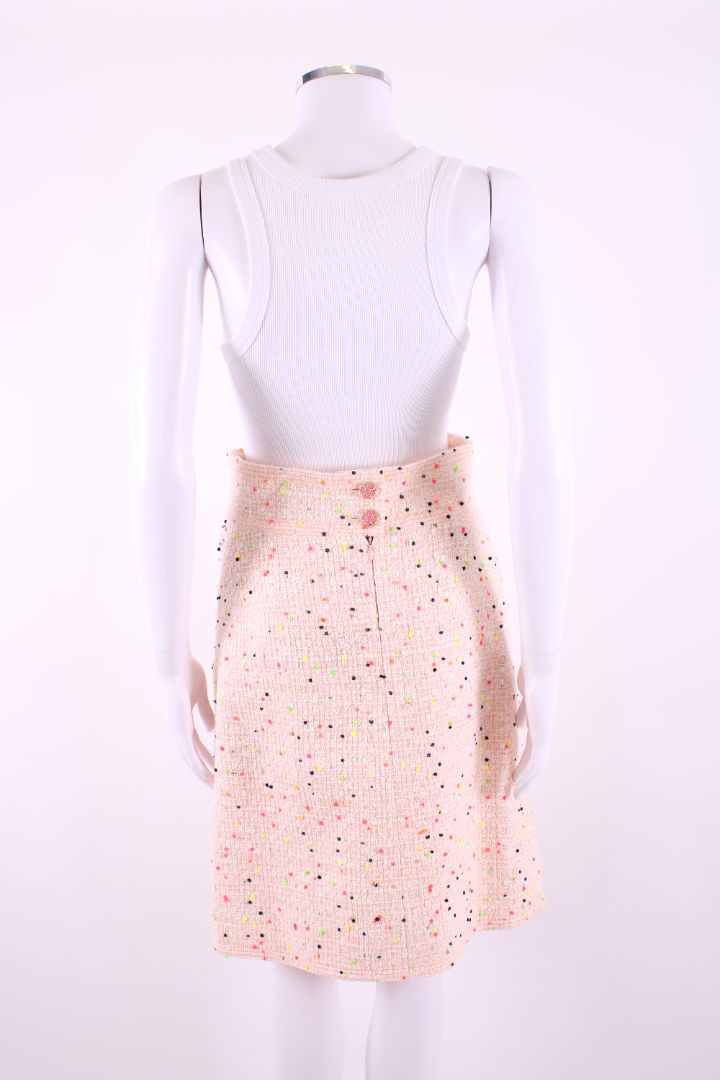 Chanel Dot Tweed Skirt Pink/ Multi Coloured 10