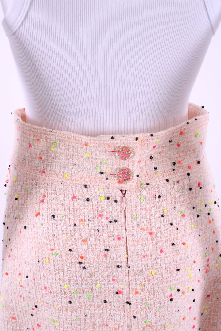 Chanel Dot Tweed Skirt Pink/ Multi Coloured 10