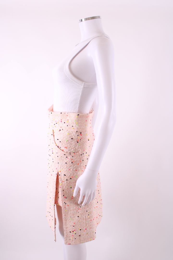 Chanel Dot Tweed Skirt Pink/ Multi Coloured 10