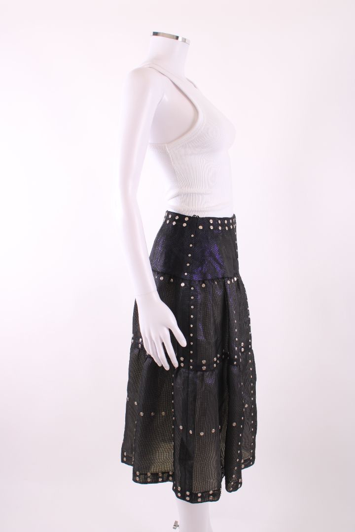 Chanel Mesh Layer Iridescent Stud Skirt Black/ Purple 10