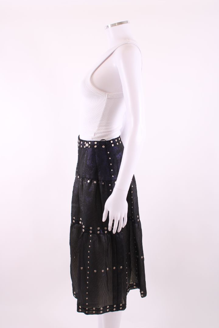 Chanel Mesh Layer Iridescent Stud Skirt Black/ Purple 10