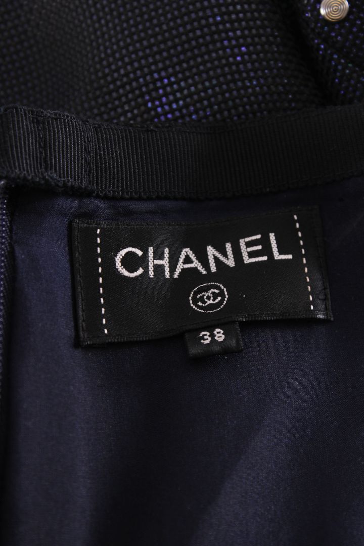 Chanel Mesh Layer Iridescent Stud Skirt Black/ Purple 10