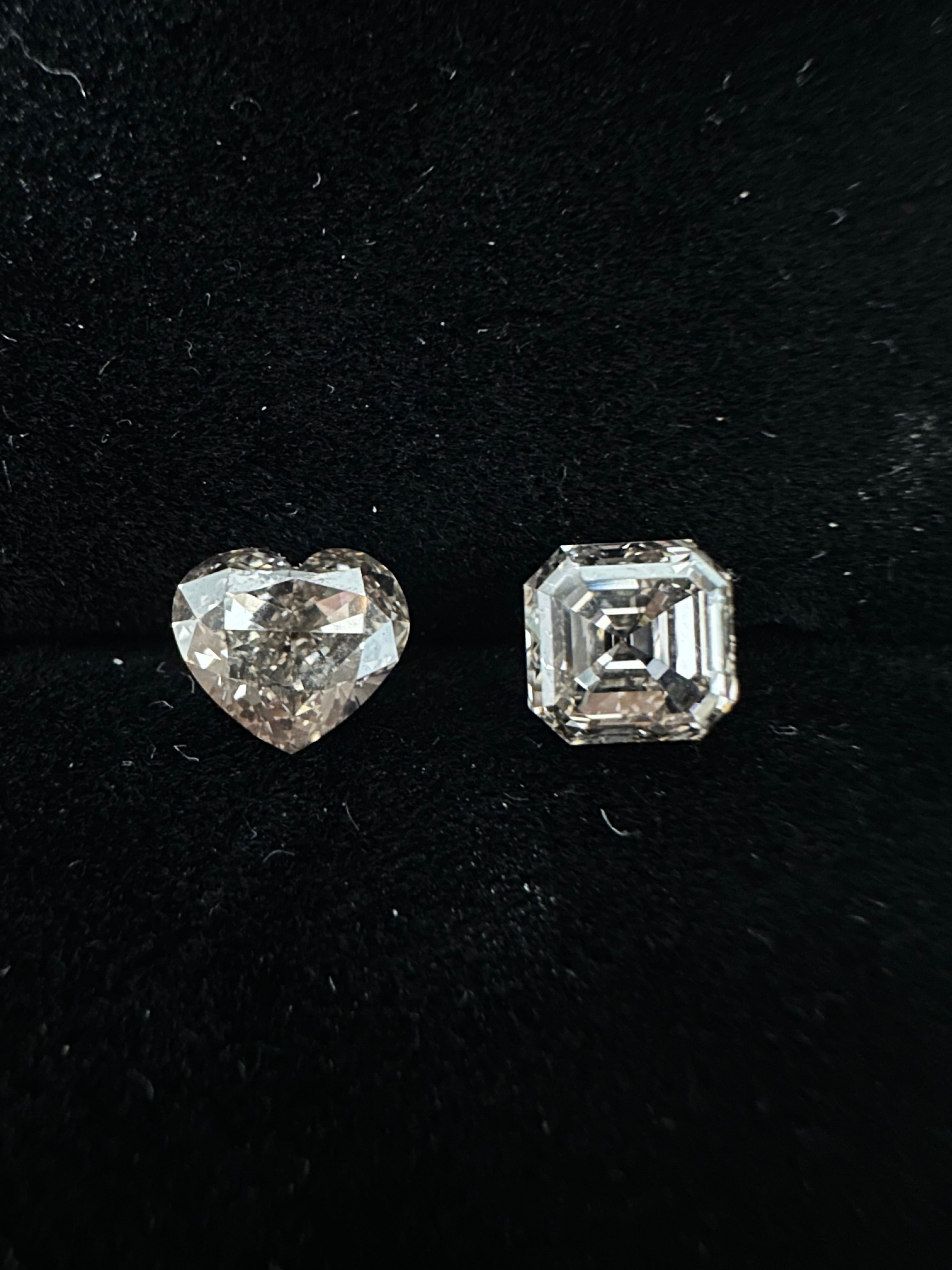 2.03ct RARE HIMALAIAN PINKISH GREY HEART+ASHER DIAMOND PAIR FOR RING ANC1823