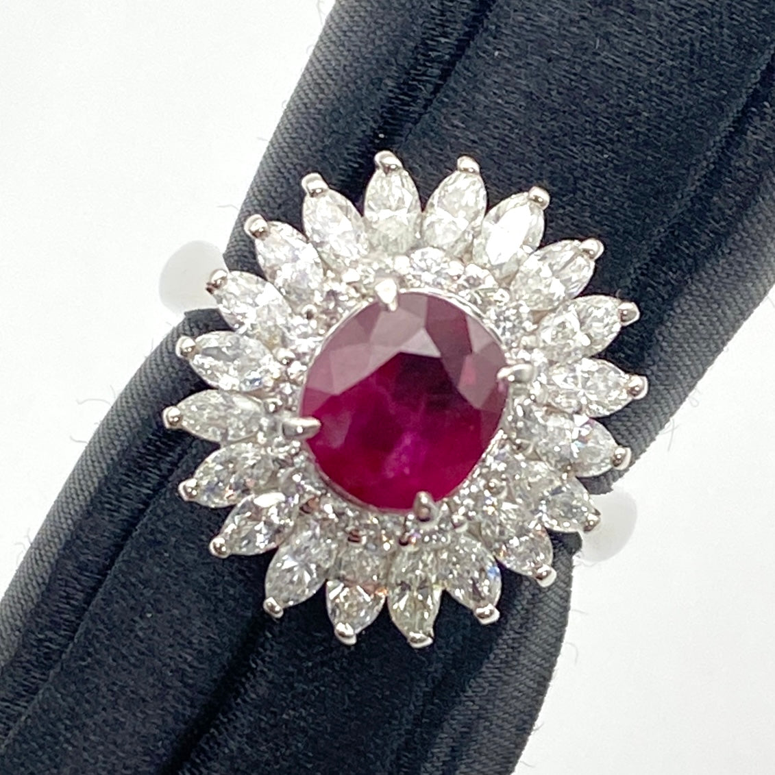 Pt900 Ruby Ring R2.078 D1.56 Sorting 9.7g US5.75 51700