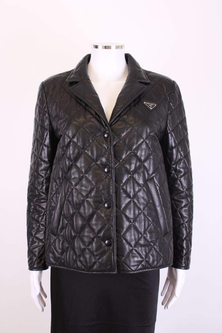Prada Nappa Leather Quilted Jacket Black S
