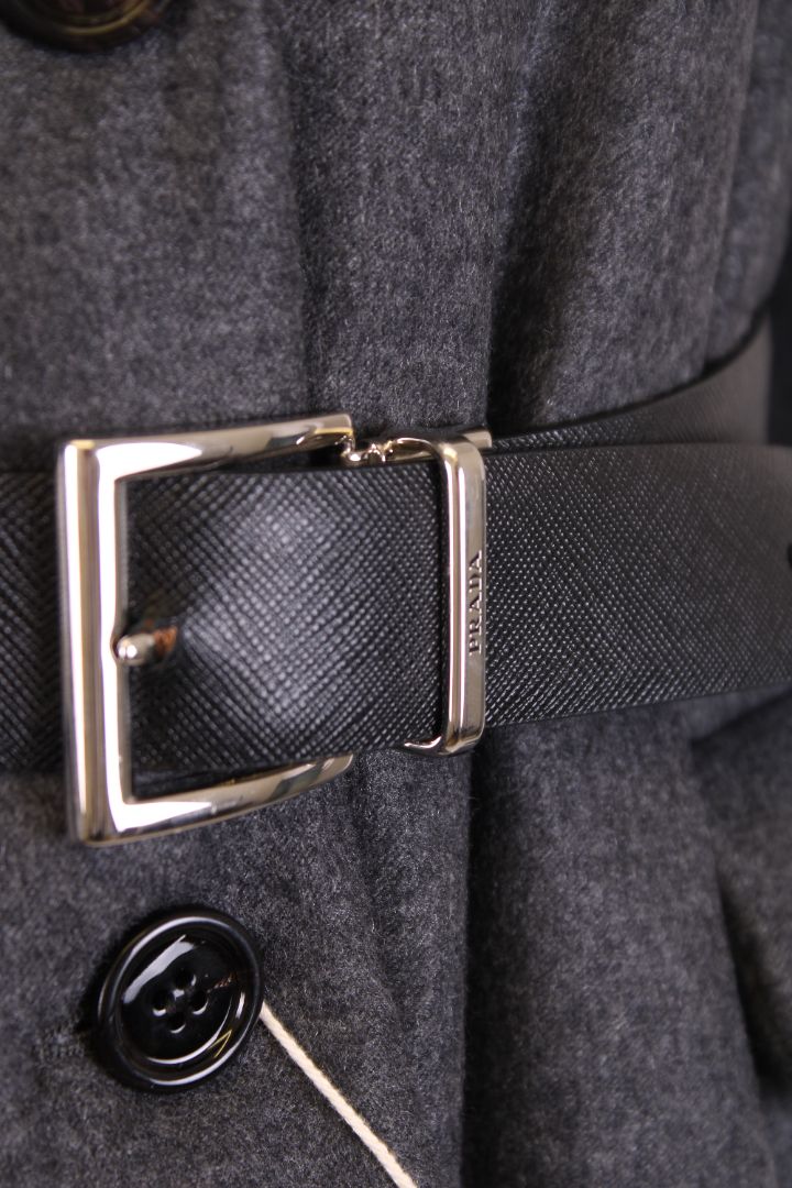 Prada Cashmere Belted Coat Grey 42